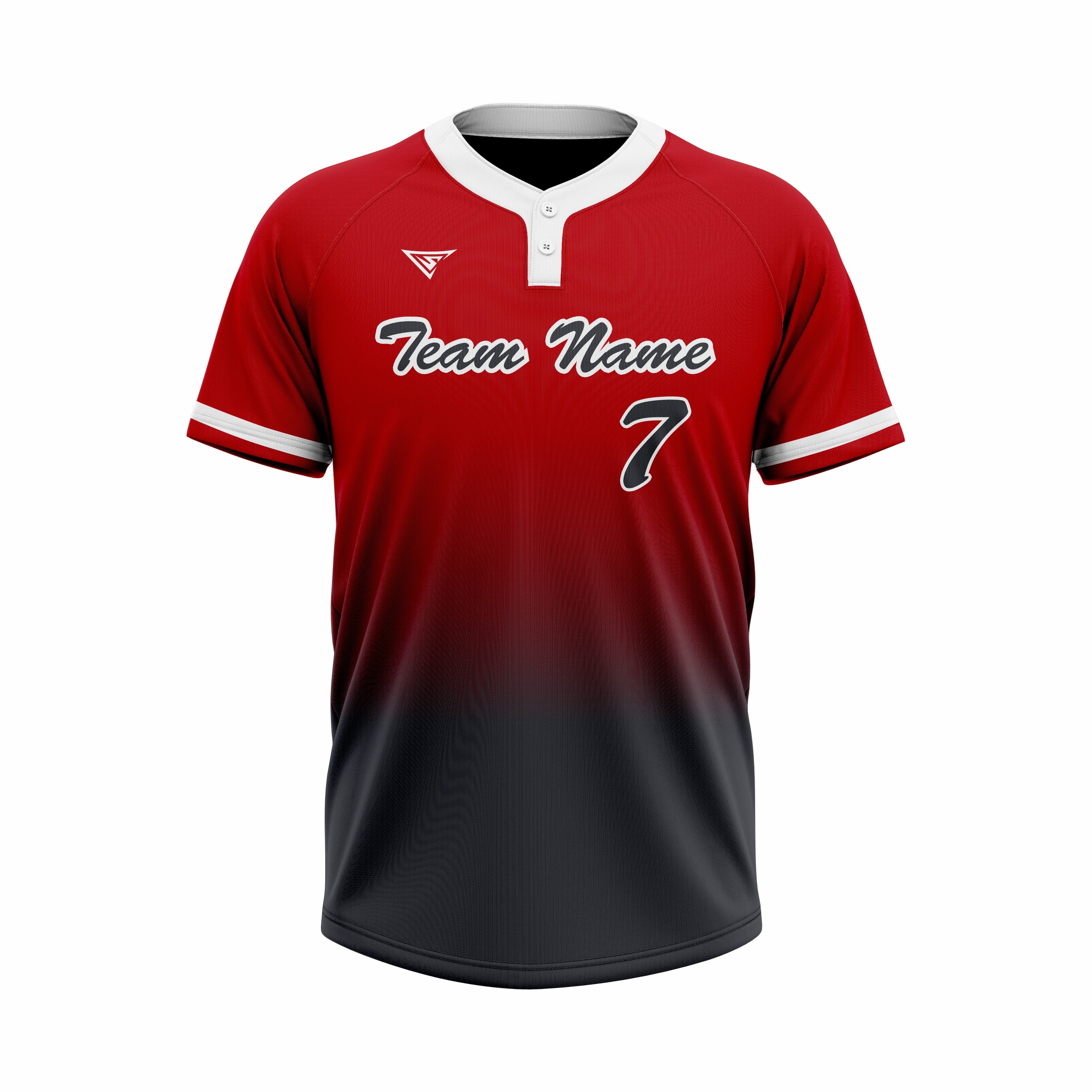Custom Red, Black & White Authentic Baseball two Buttons Jersey