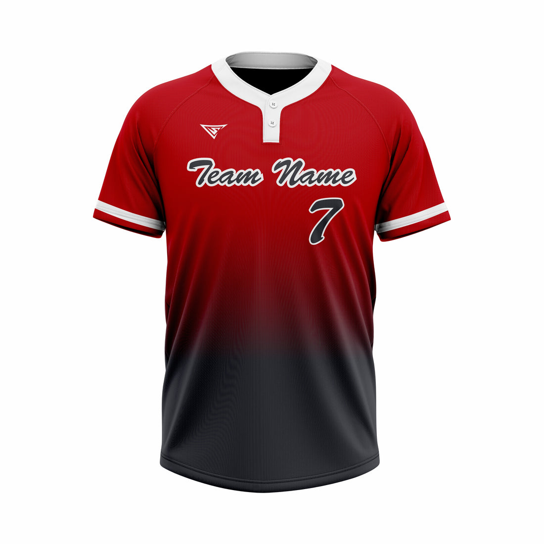 Custom Red, Black & White Authentic Baseball two Buttons Jersey