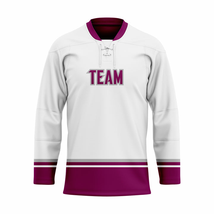 Custom white Maroon Laced Hockey jersey