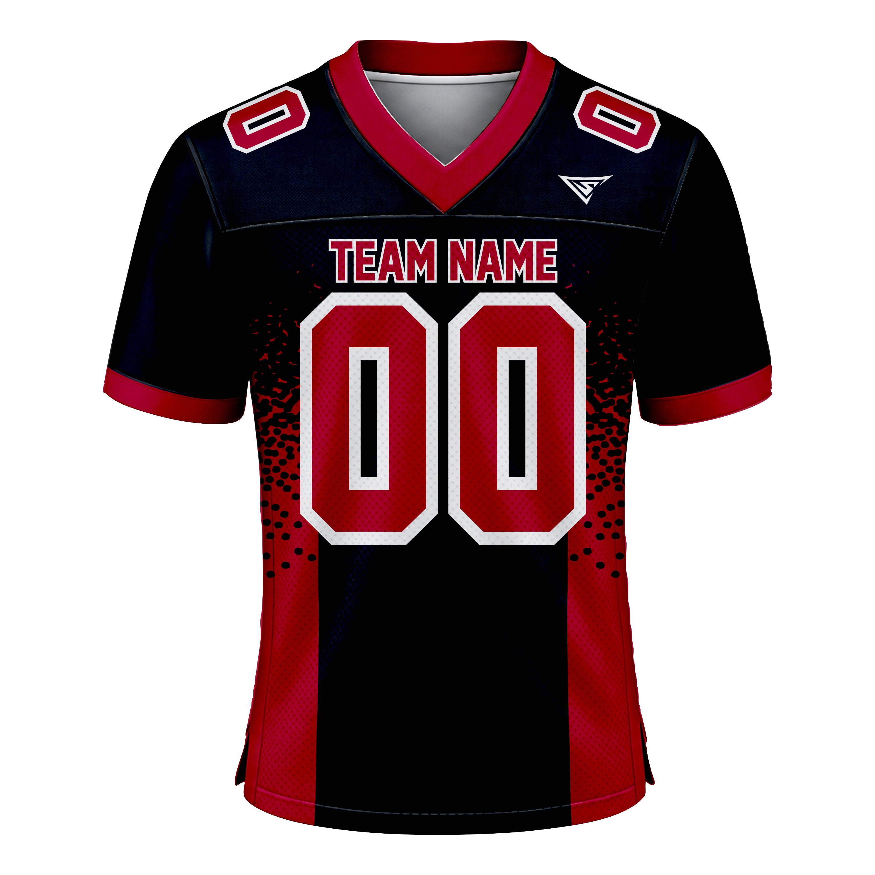 Custom Dark Blue & Red American Football Fan Jersey