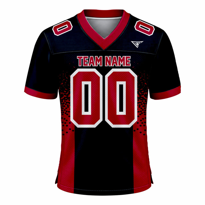 Custom Dark Blue & Red American Football Fan Jersey
