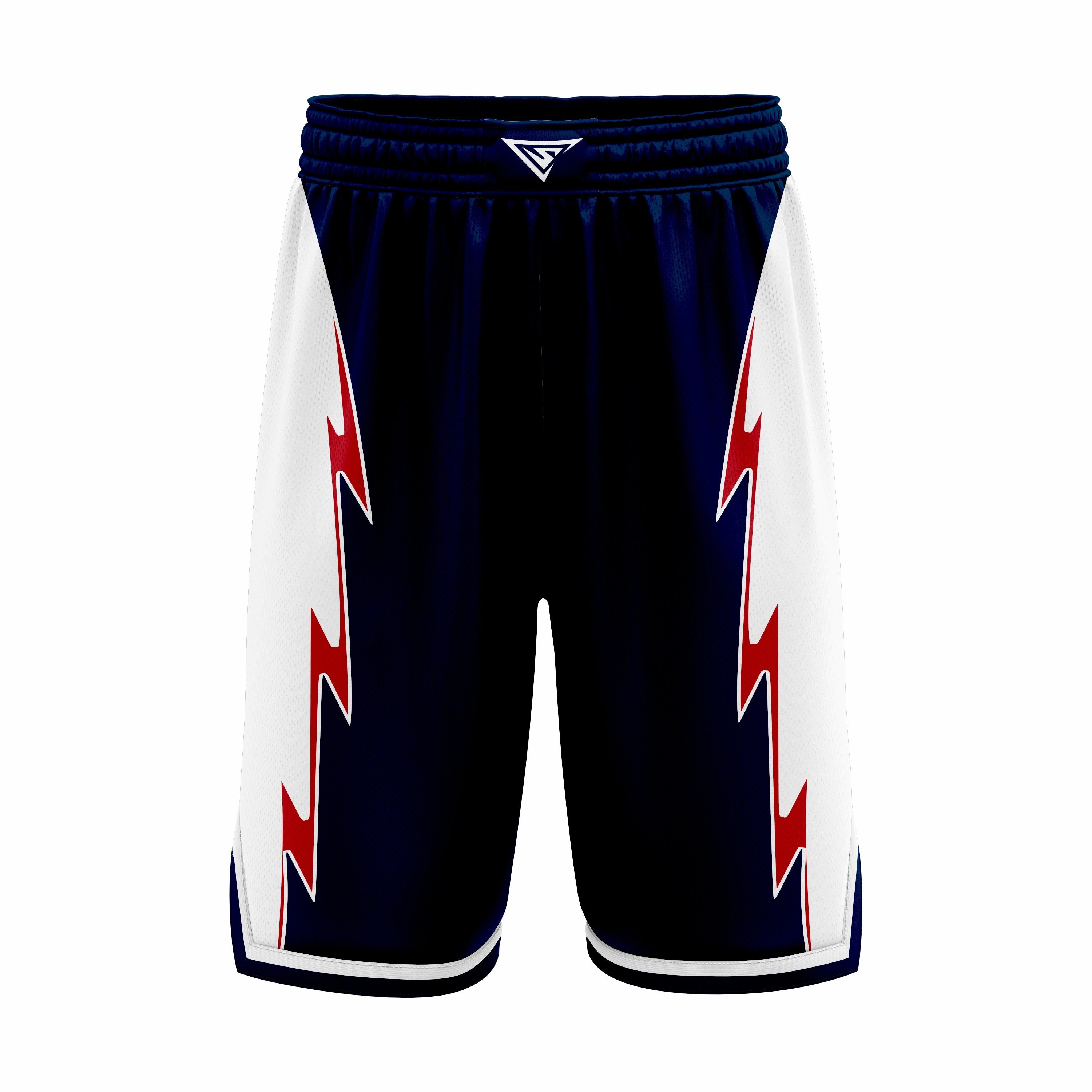Custom Dark Blue, Red & White Authentic Basketball Shorts