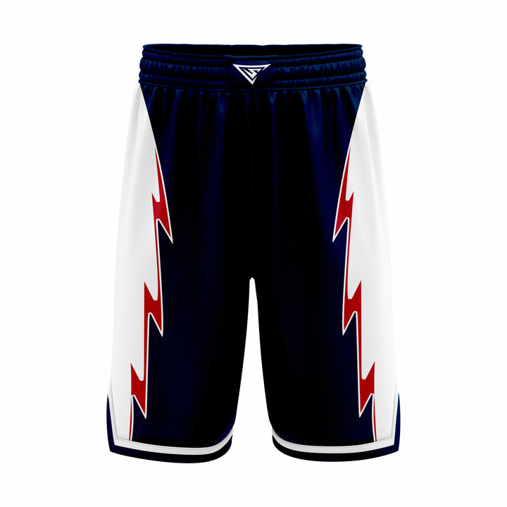 Custom Dark Blue, Red & White Authentic Basketball Shorts