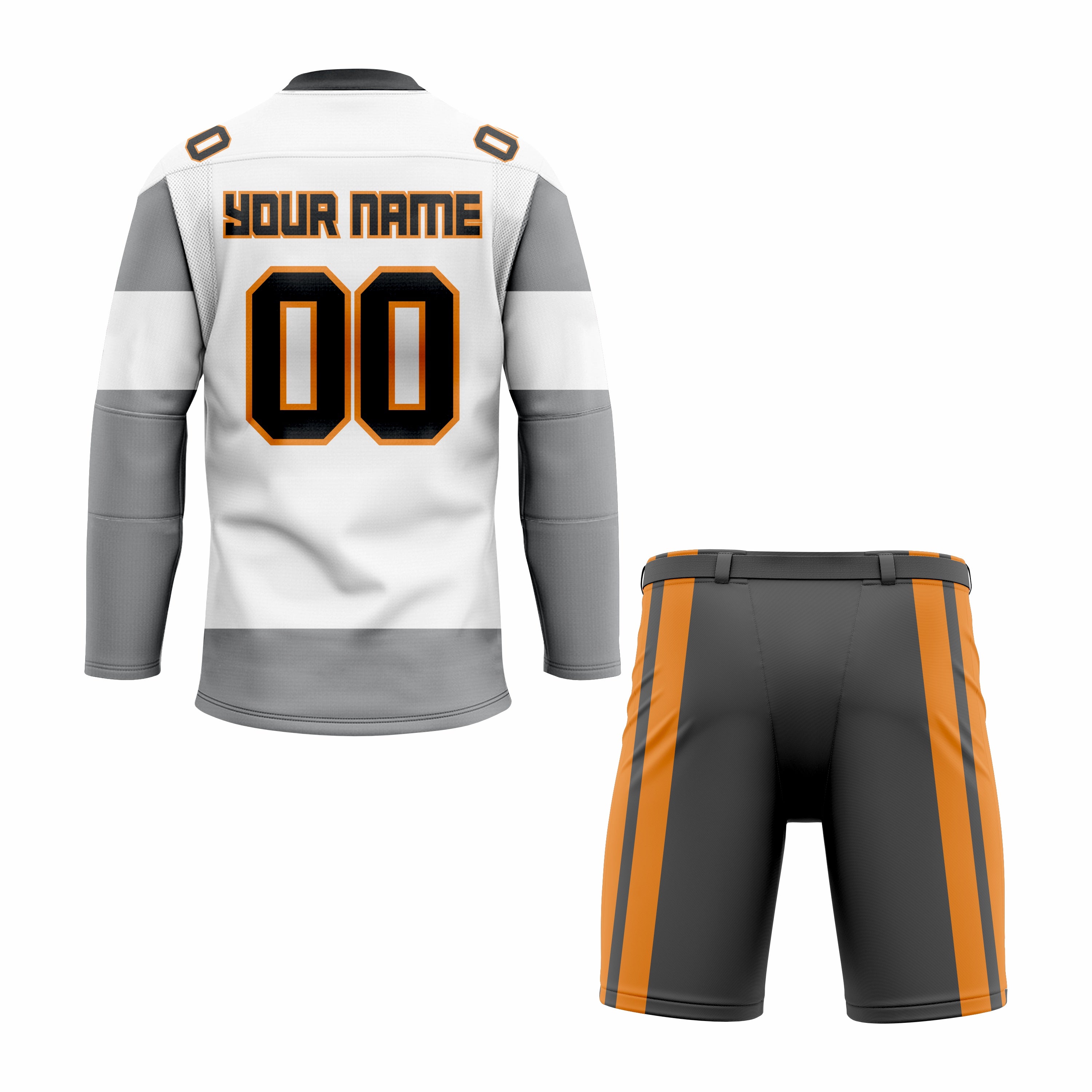 CUSTOM WHITE GREY HOCKEY UNIFORM