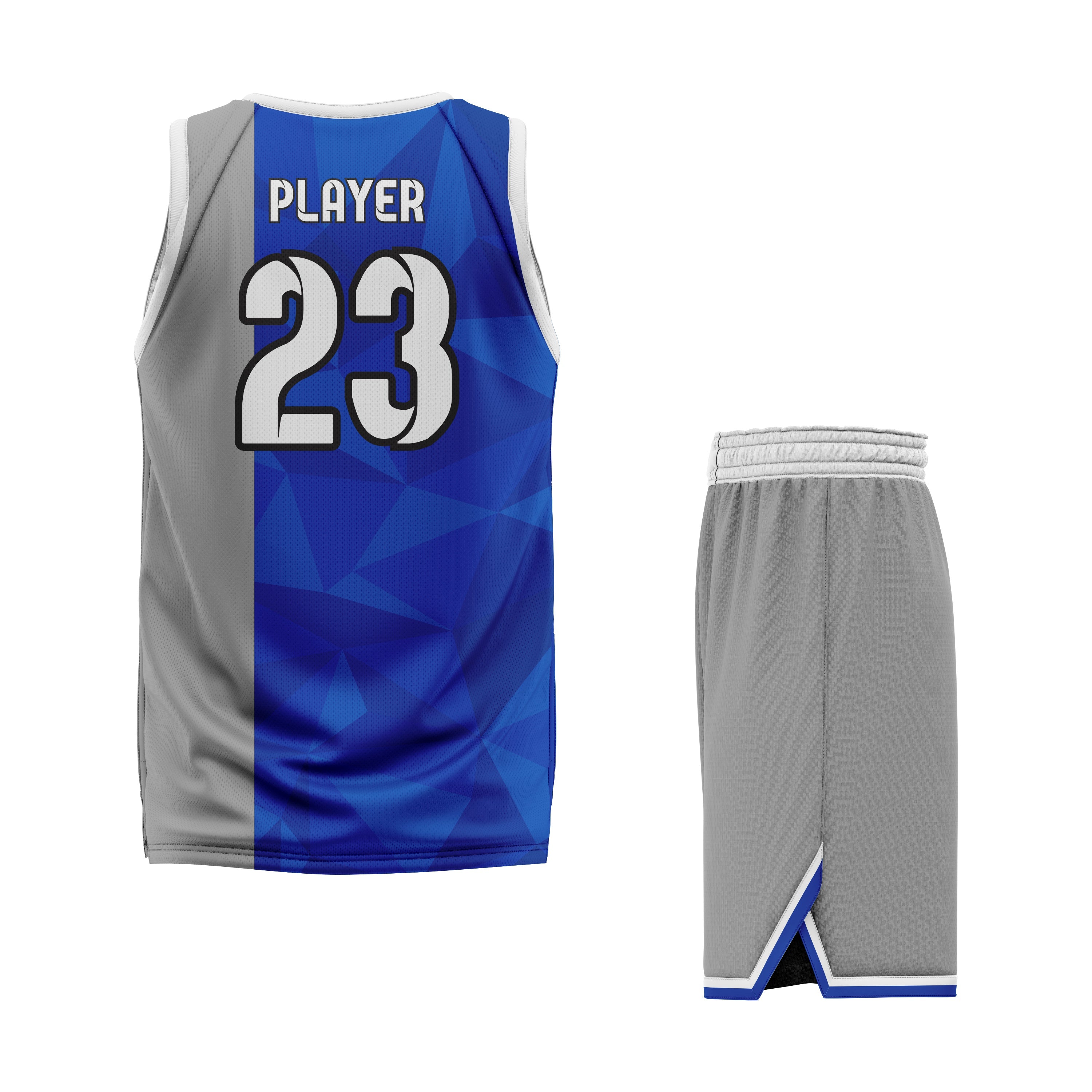 CUSTOM BLUE GREY BASKETBALL UNIFORM