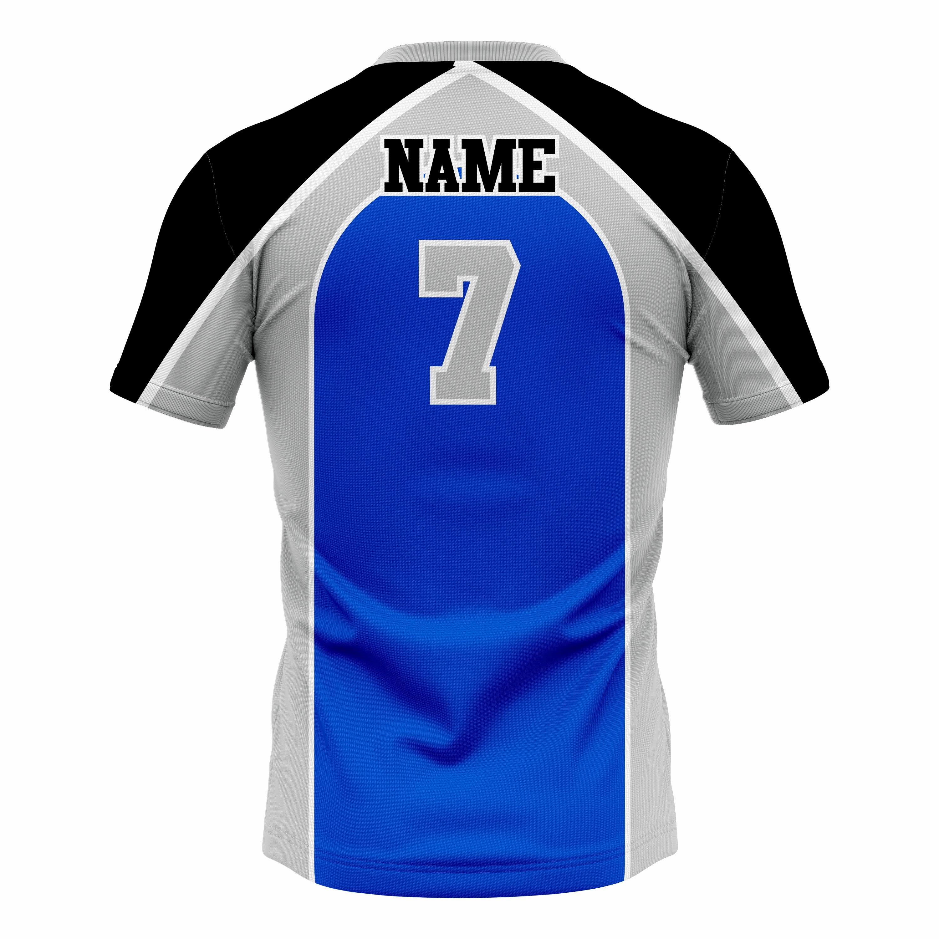 Custom Blue, Grey & Black Crew Neck Softball Jerseys