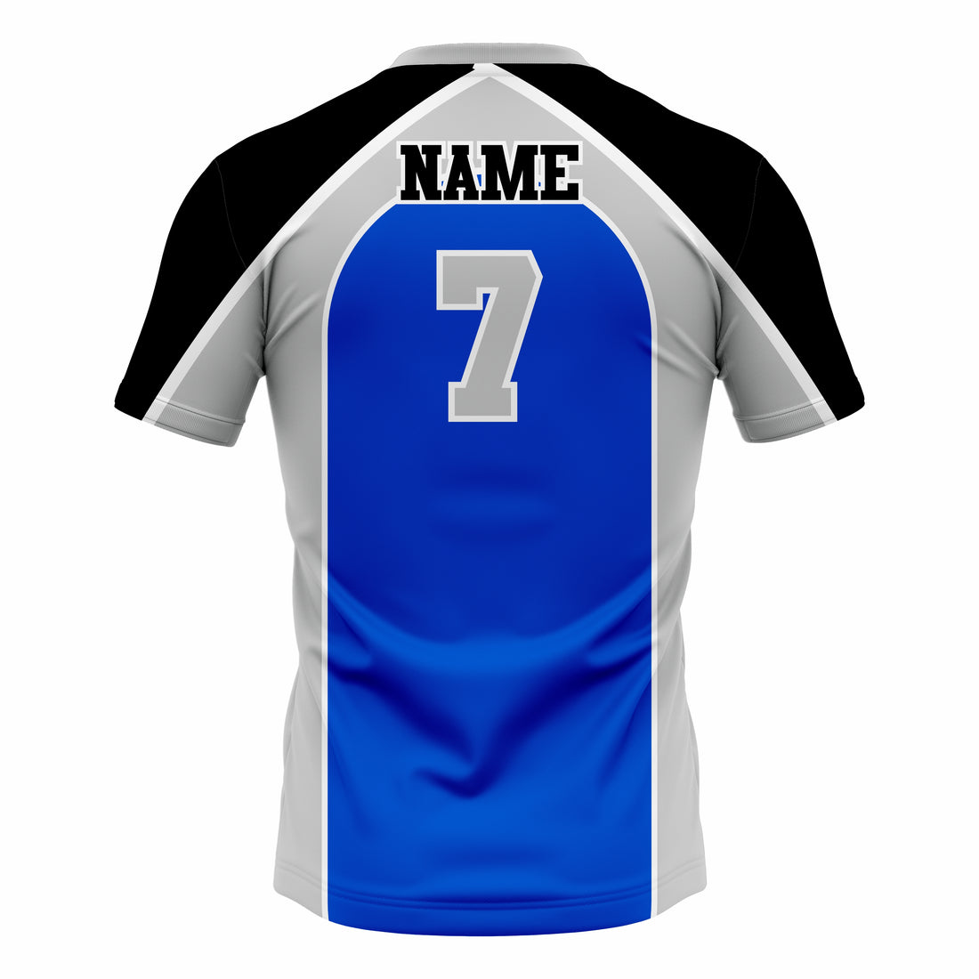 Custom Blue, Grey & Black Crew Neck Softball Jerseys