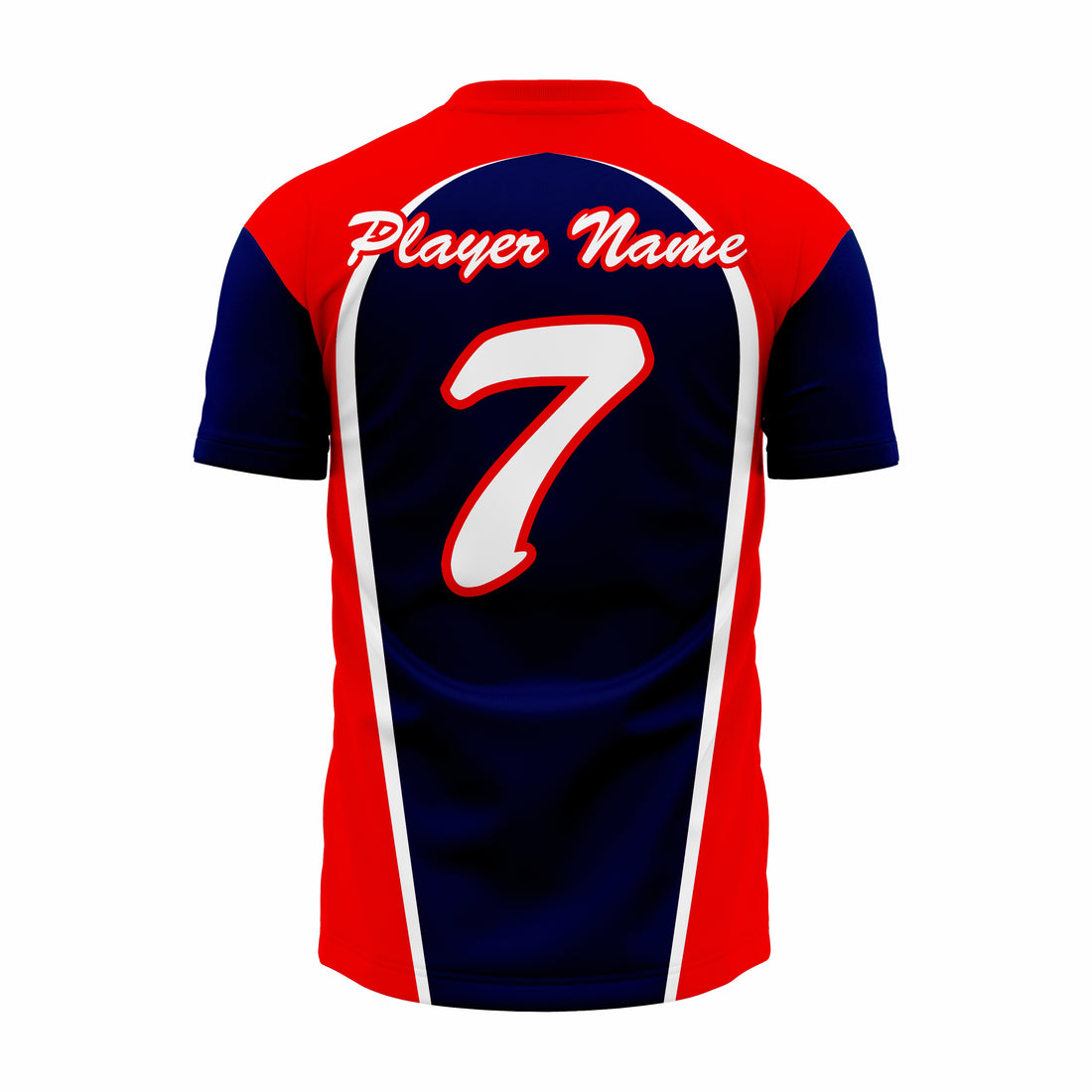 Custom Dark Blue, Red & white V-Neck Softball Jerseys