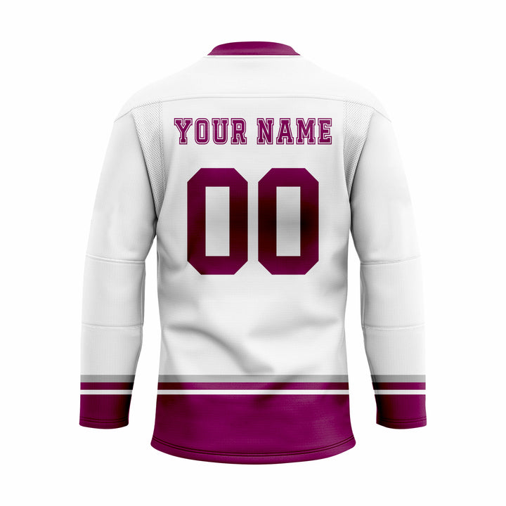 Custom white Maroon Laced Hockey jersey