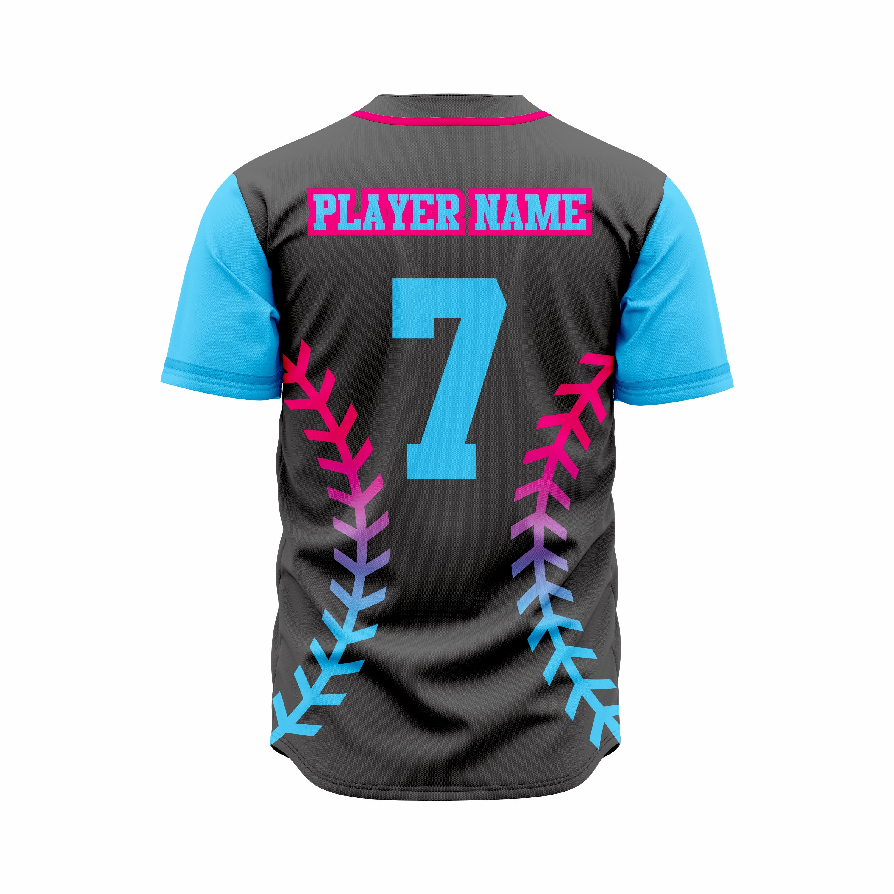 Custom Black, Blue & Red Authentic Softball full Buttons Jersey