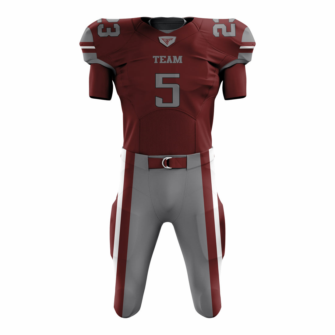 Custom Maroon Grey American Football Uniforms with Integrated Pads