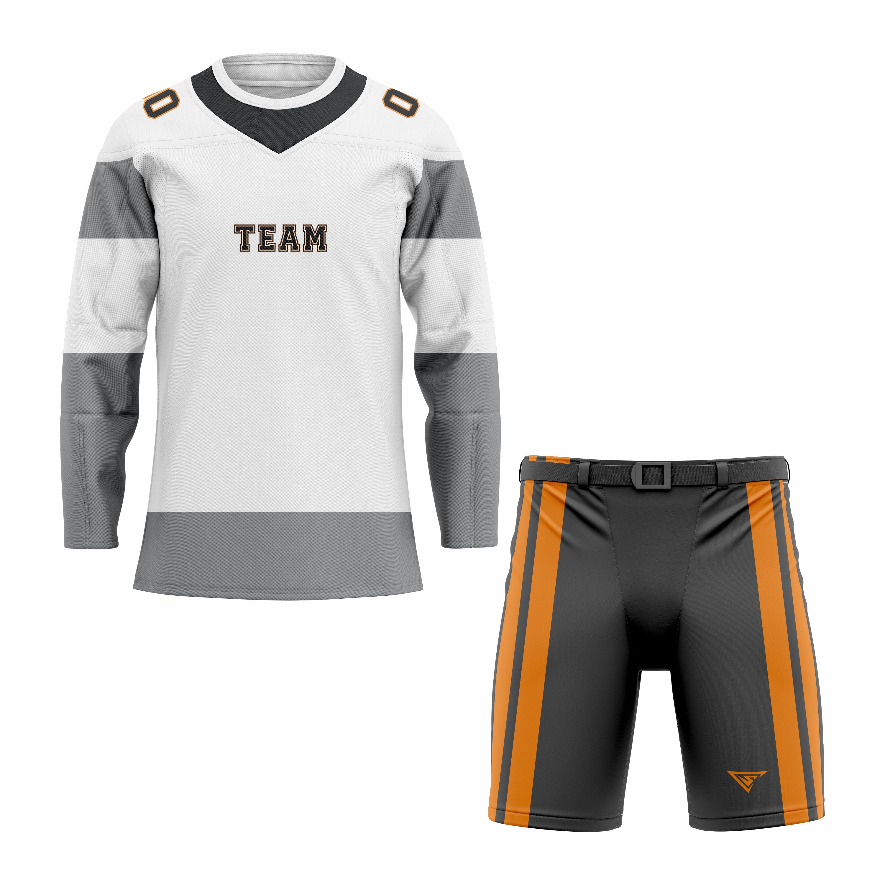 CUSTOM WHITE GREY HOCKEY UNIFORM