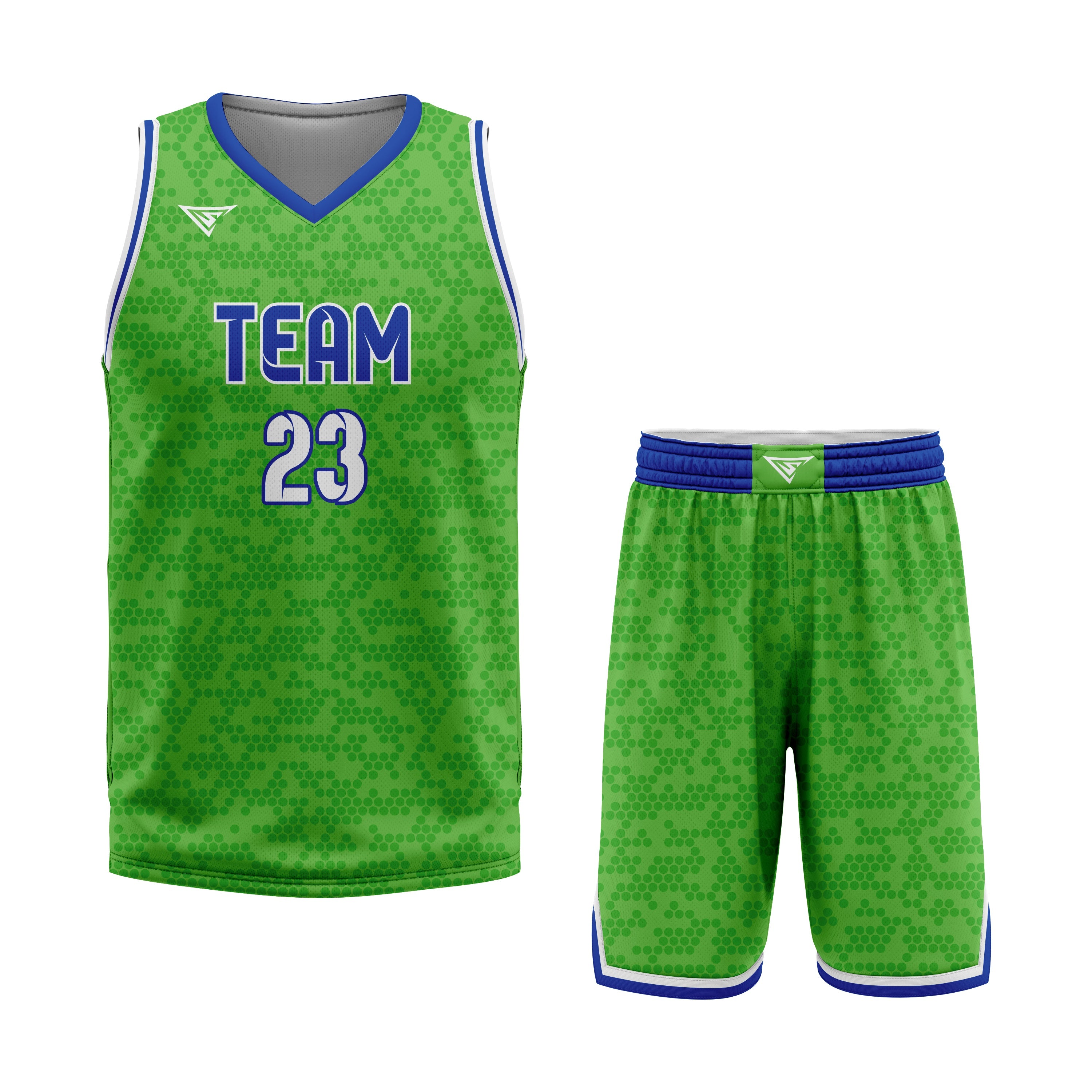 CUSTOM BLUE GREEN BASKETBALL UNIFORM