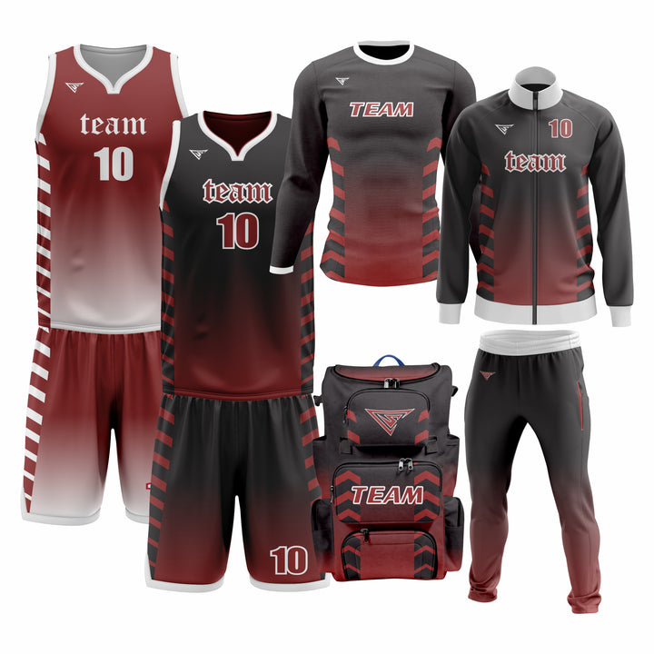 Custom White Maroon Basketball Team Uniform Package - MVP
