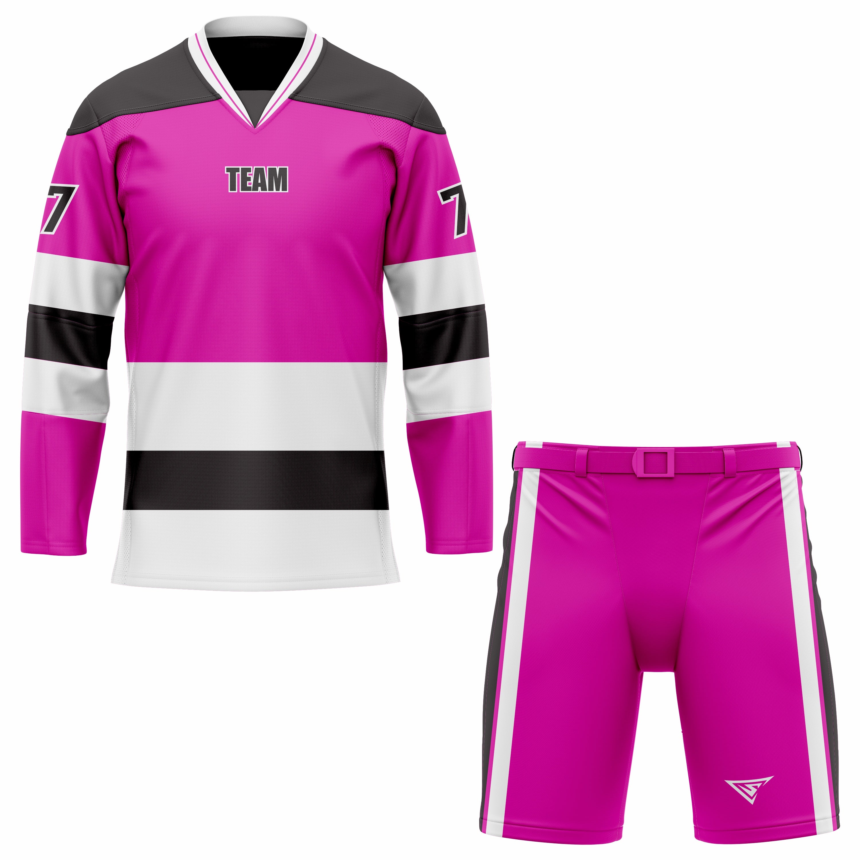 CUSTOM BLACK PURPLE WHITE HOCKEY UNIFORM