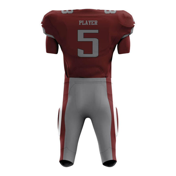Custom Maroon Grey American Football Uniforms with Integrated Pads