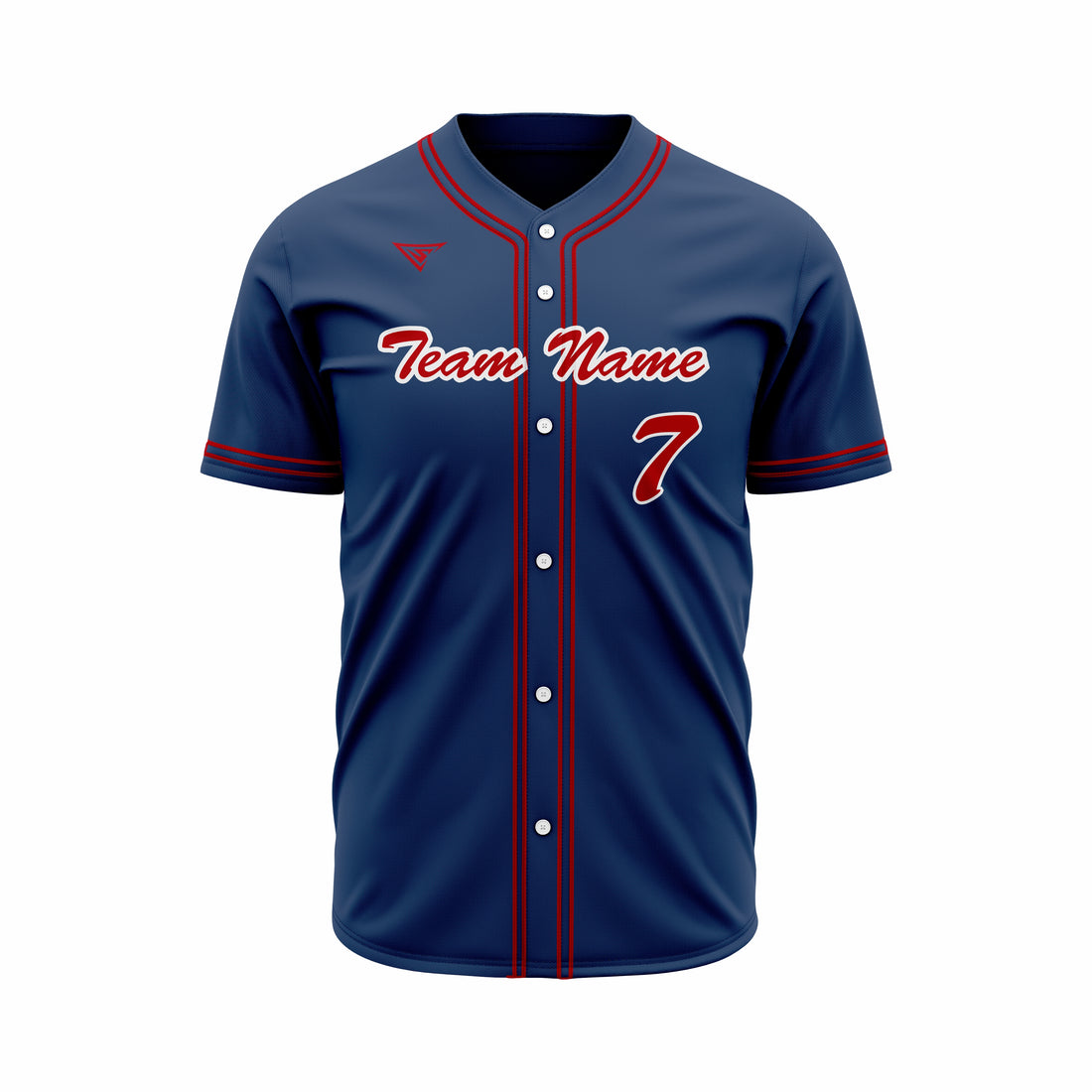 Custom Blue, Red & White Authentic Baseball full Buttons Jersey