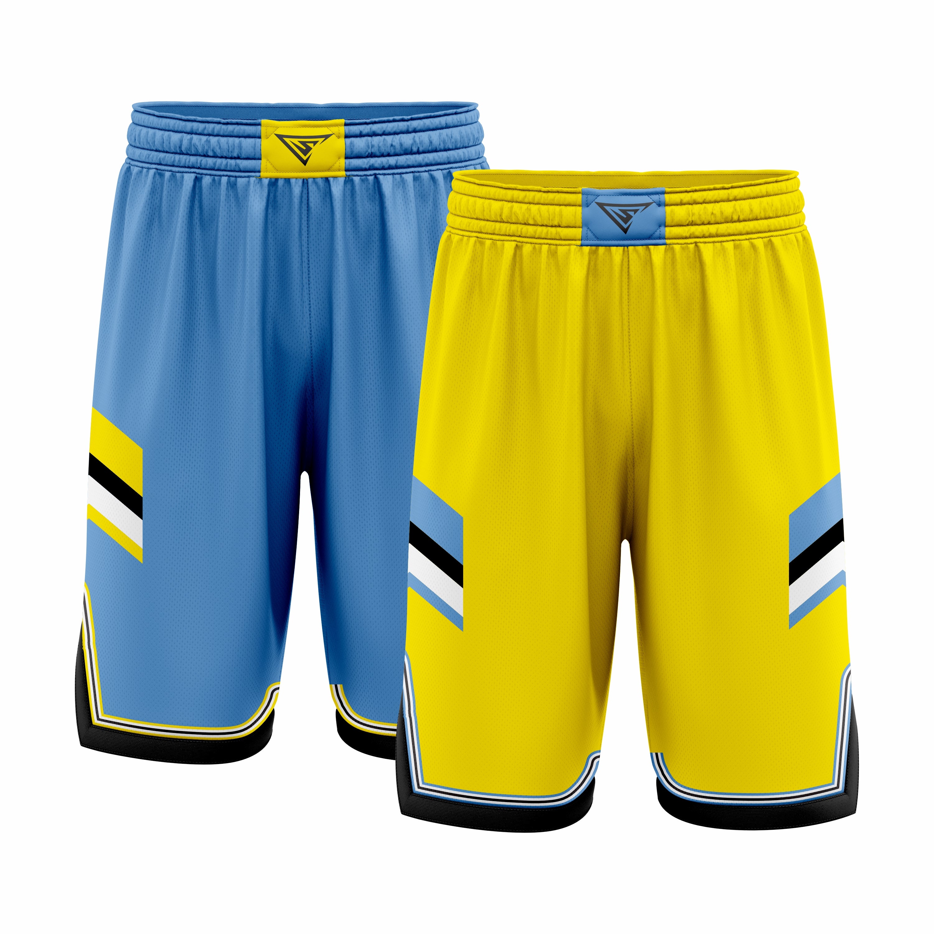 Custom Blue & Yellow Reversible Double Side Sublimation Basketball Short