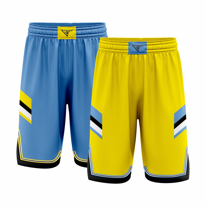 Custom Blue & Yellow Reversible Double Side Sublimation Basketball Short