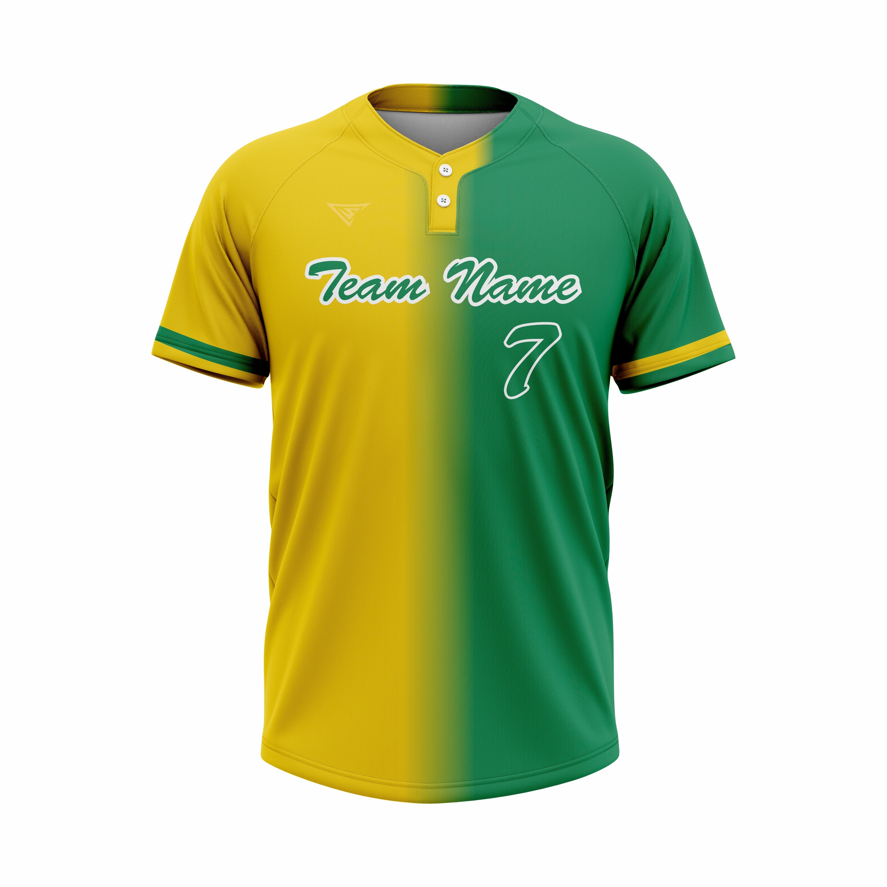 Custom Yellow & Green Authentic Baseball two Buttons Jersey