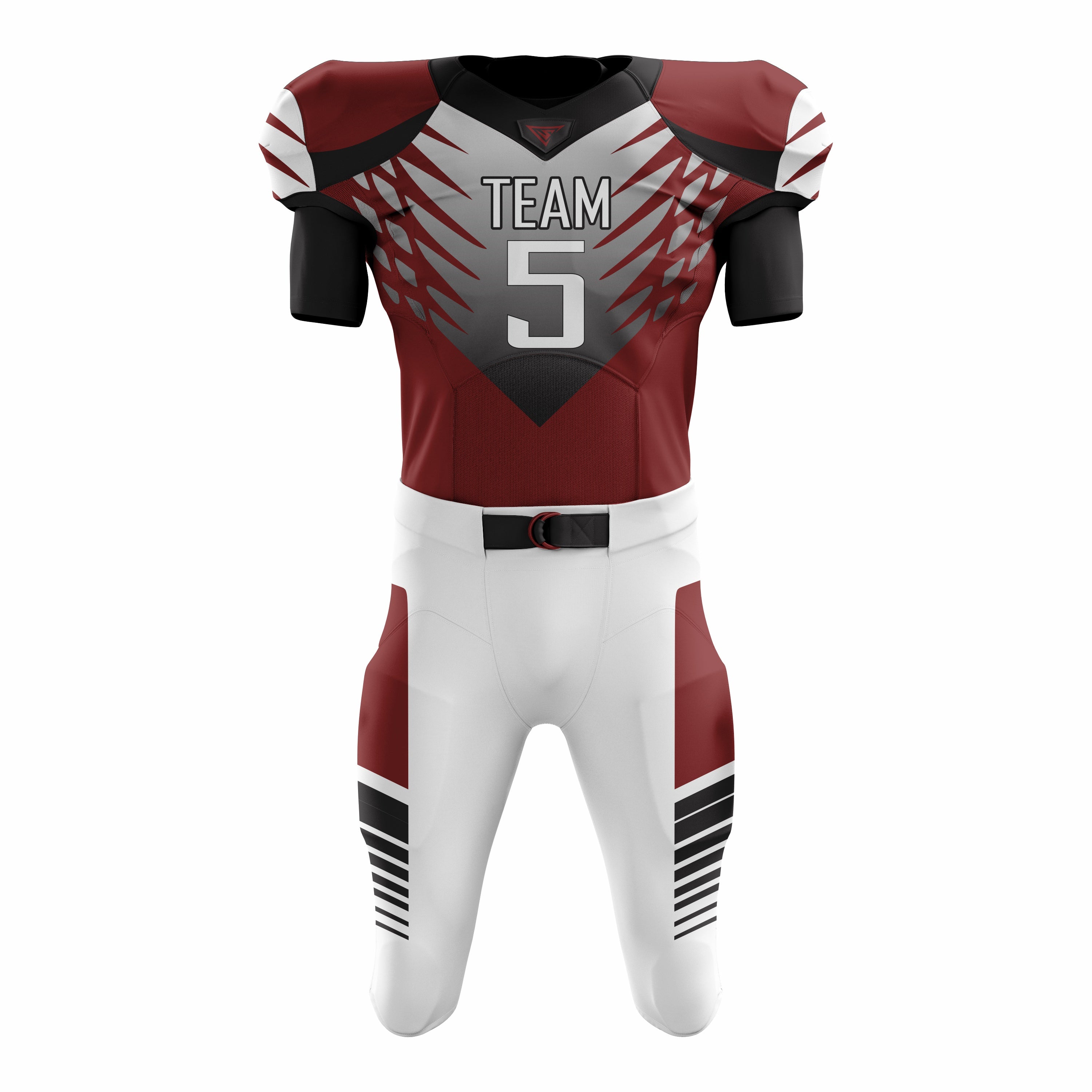 Custom Maroon White American Football Uniforms with Integrated Pads