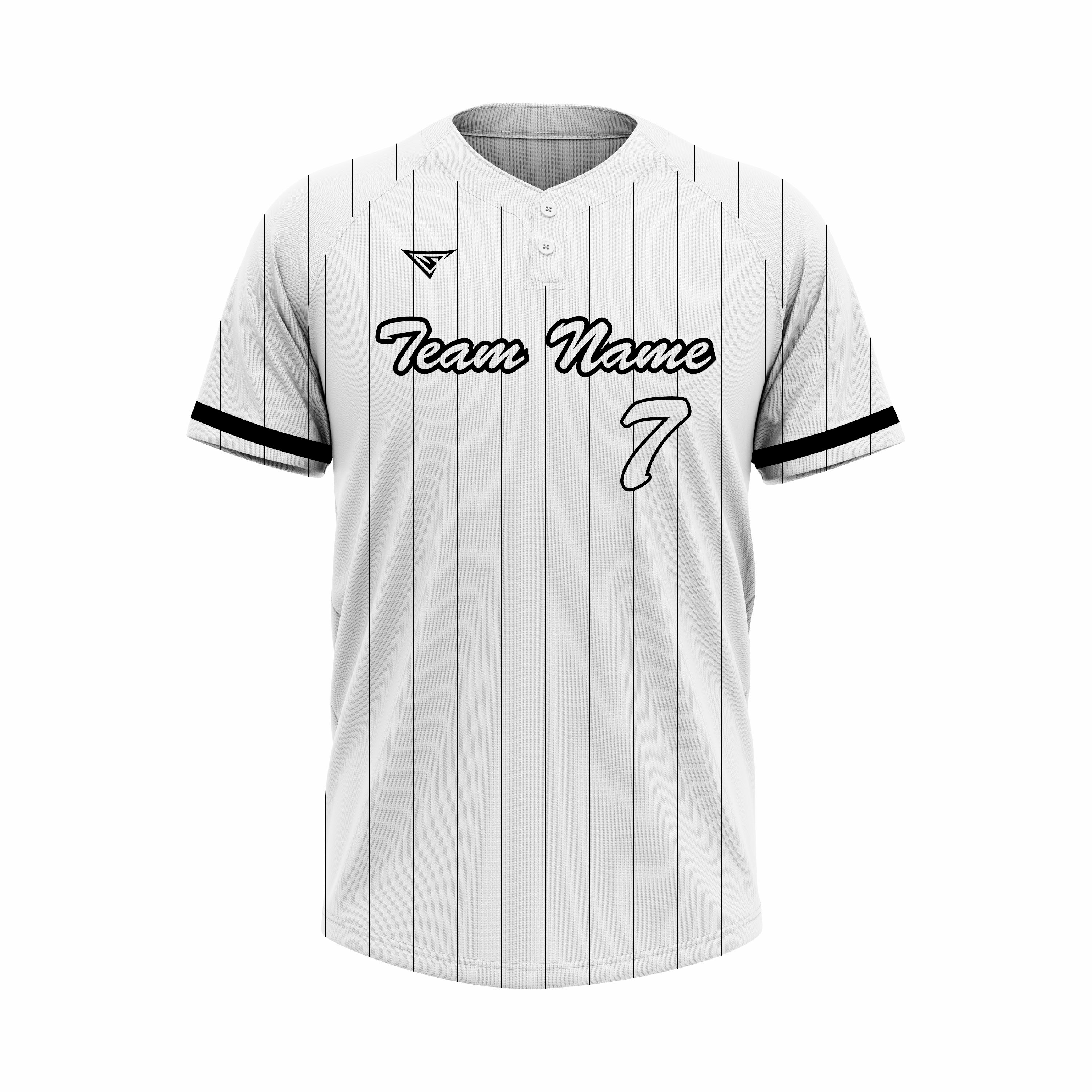 Custom White & Black Authentic Baseball two Buttons Jersey