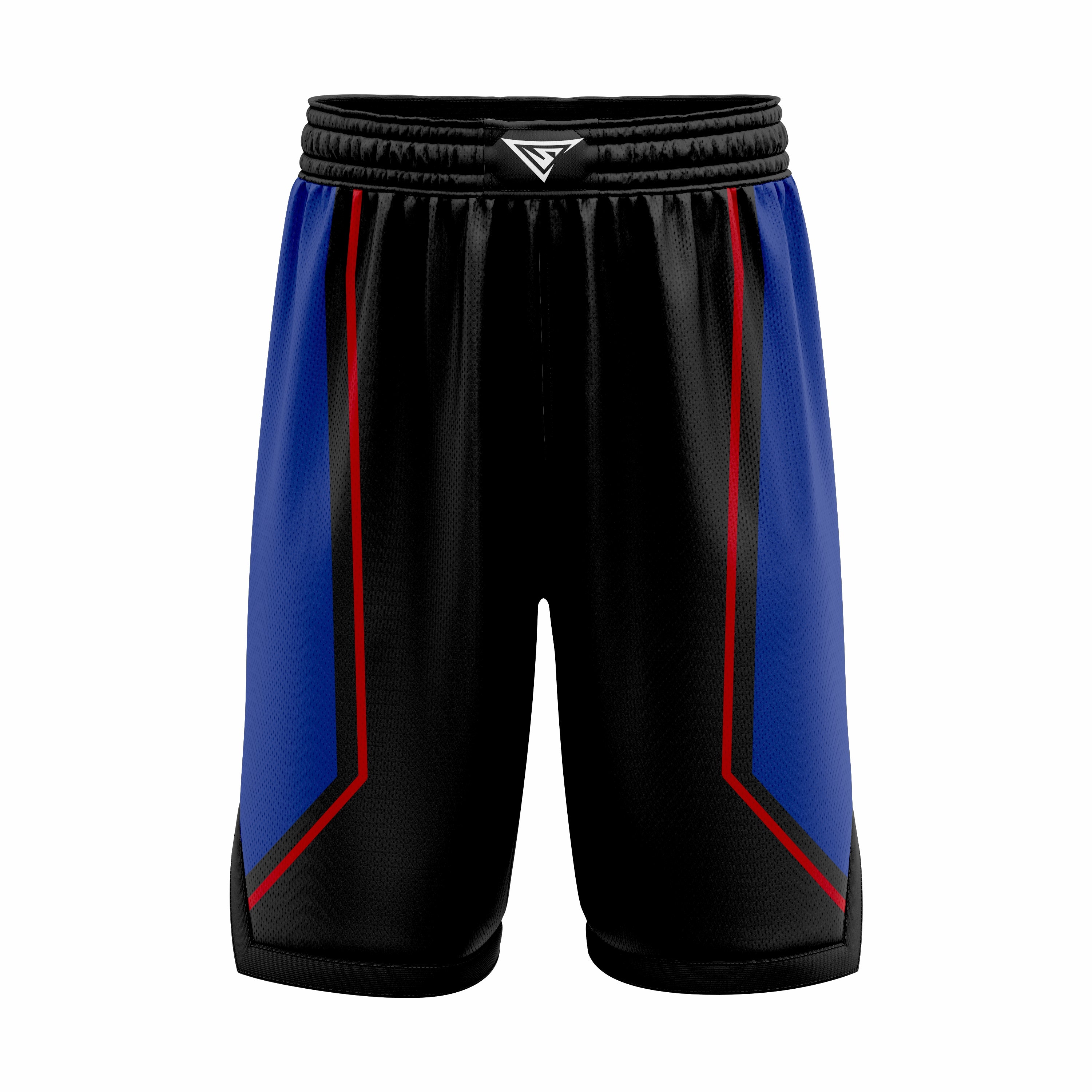 Custom Black, Blue & Red Authentic Basketball Shorts