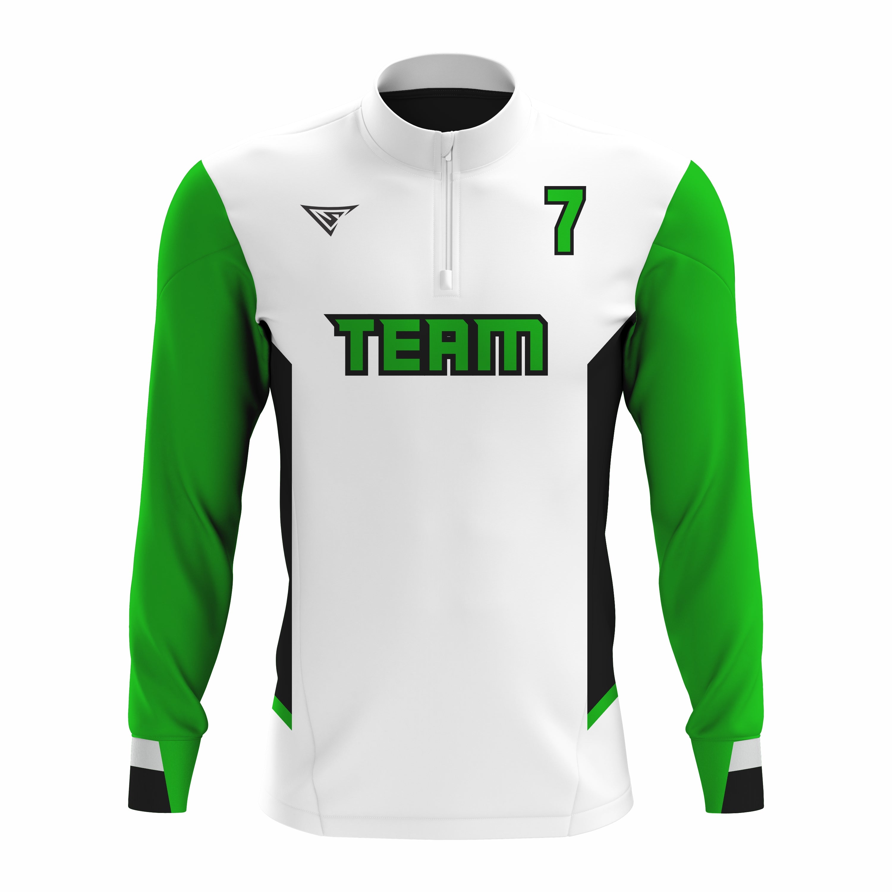 Custom White, Green & Black ¼ ZIP LONG SLEEVE WARM UP SOFTBALL JACKET