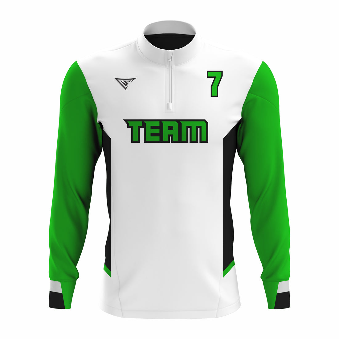 Custom White, Green & Black ¼ ZIP LONG SLEEVE WARM UP SOFTBALL JACKET