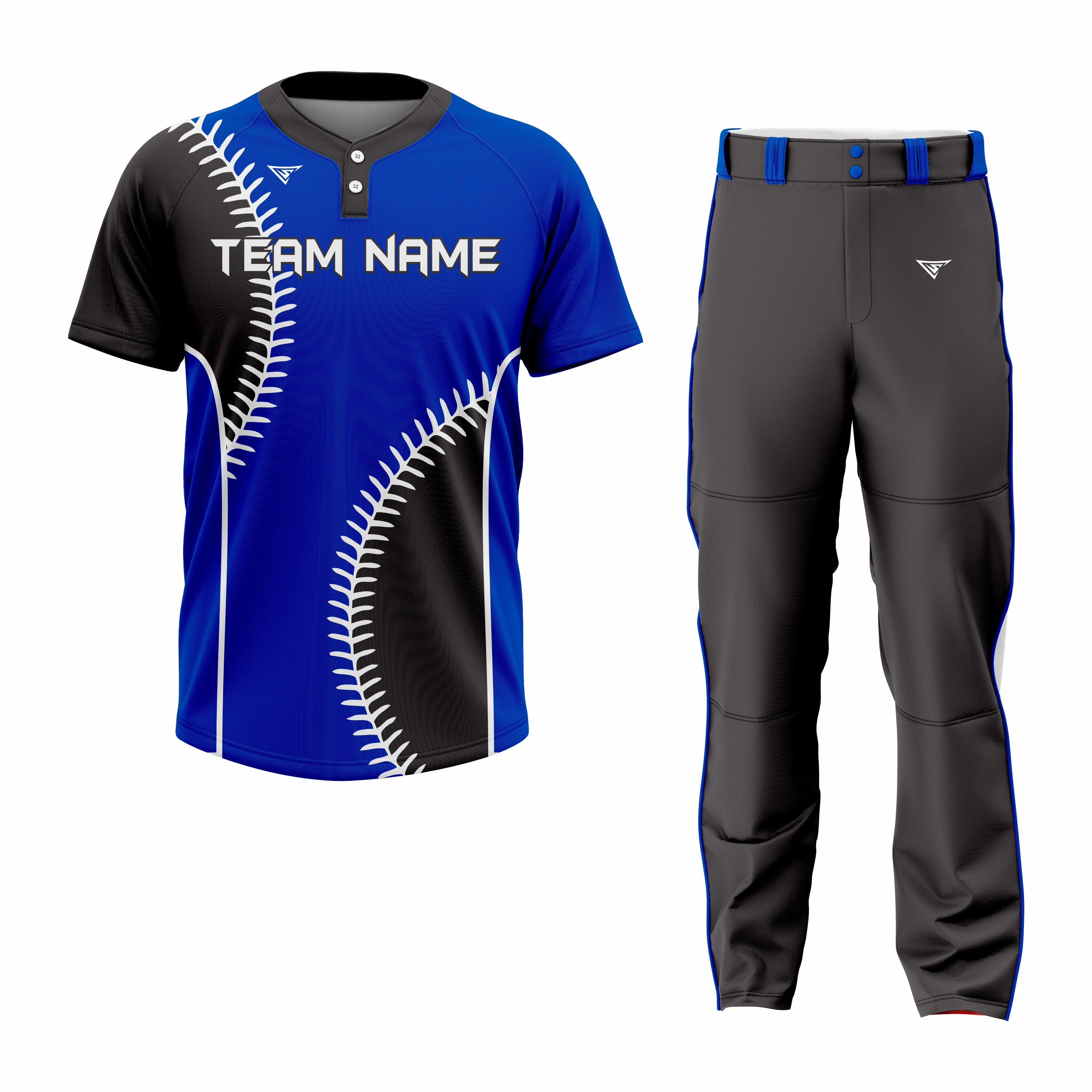 CUSTOM BLACK BLUE BASEBALL UNIFORM