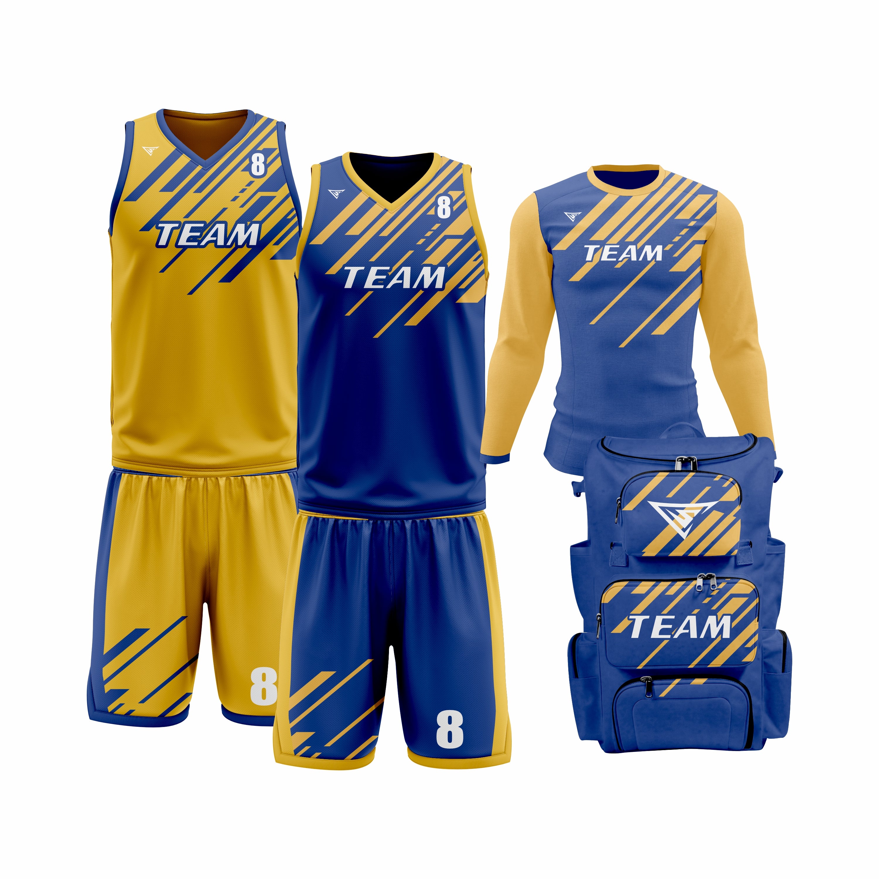 Custom Yellow Blue Basketball Team Uniform Package - Pro