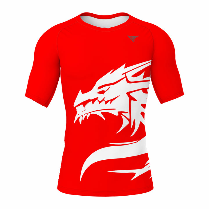 .Custom Red white Authentic Short Sleeve Compression Shirt