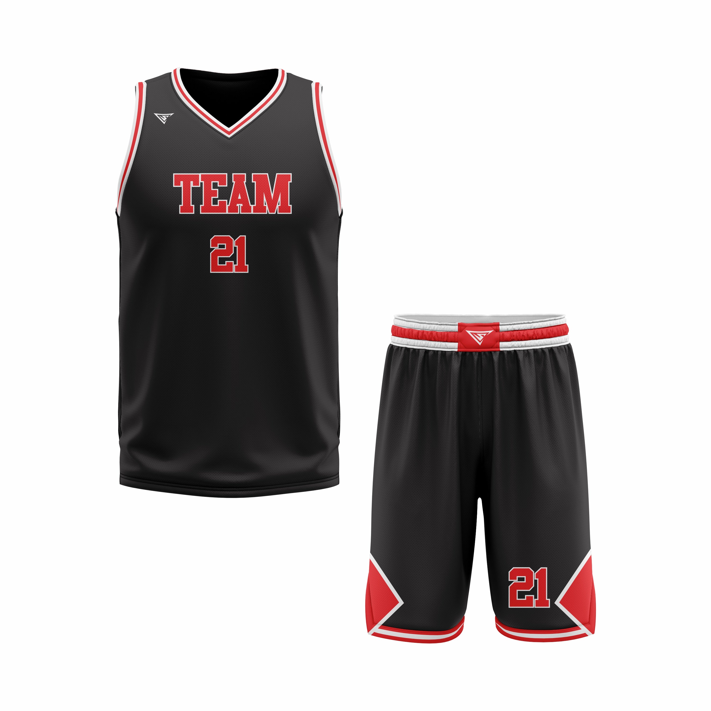 CUSTOM BLACK RED BASKETBALL UNIFORM