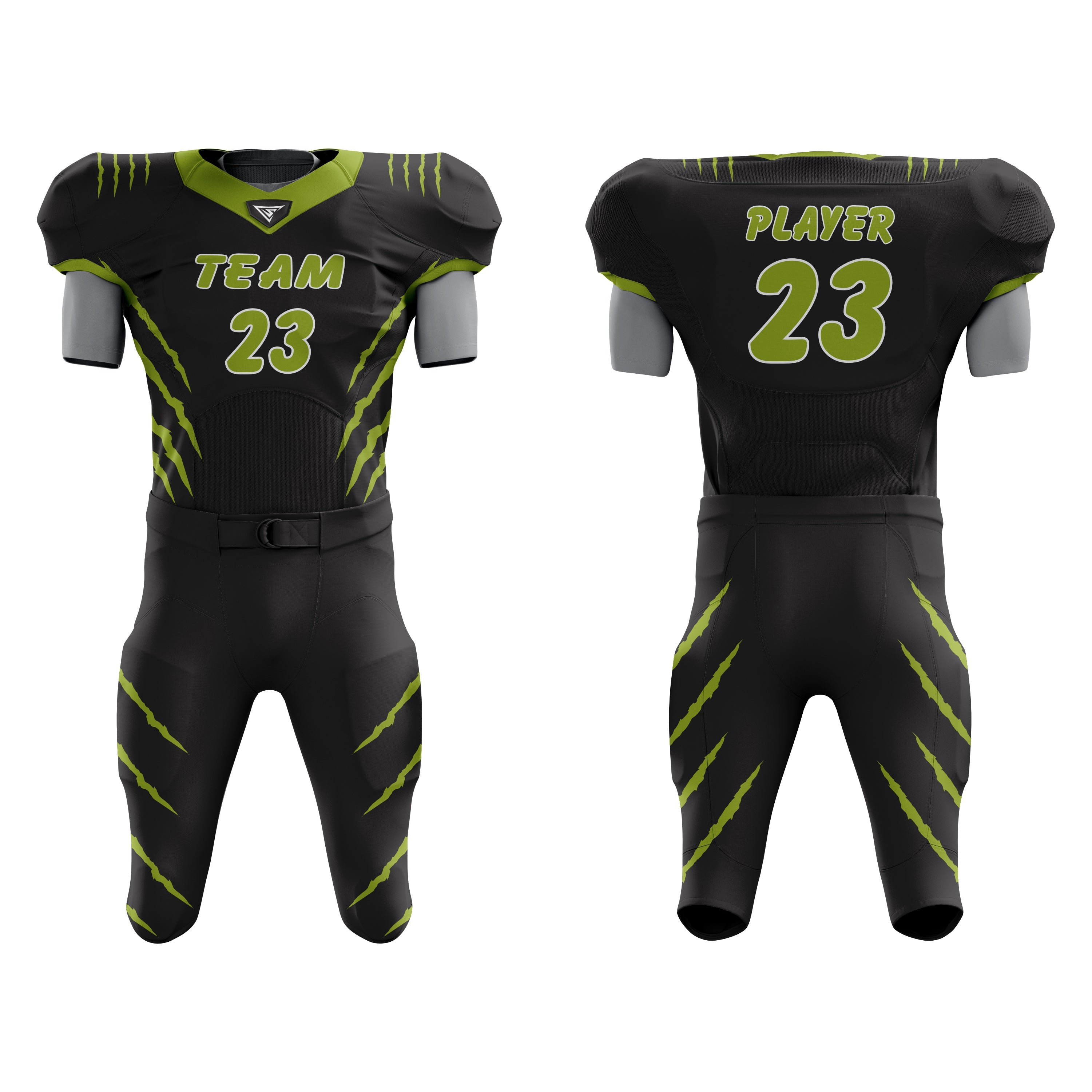CUSTOM BLACK GREEN AMERICAN FOOTBALL UNIFORM