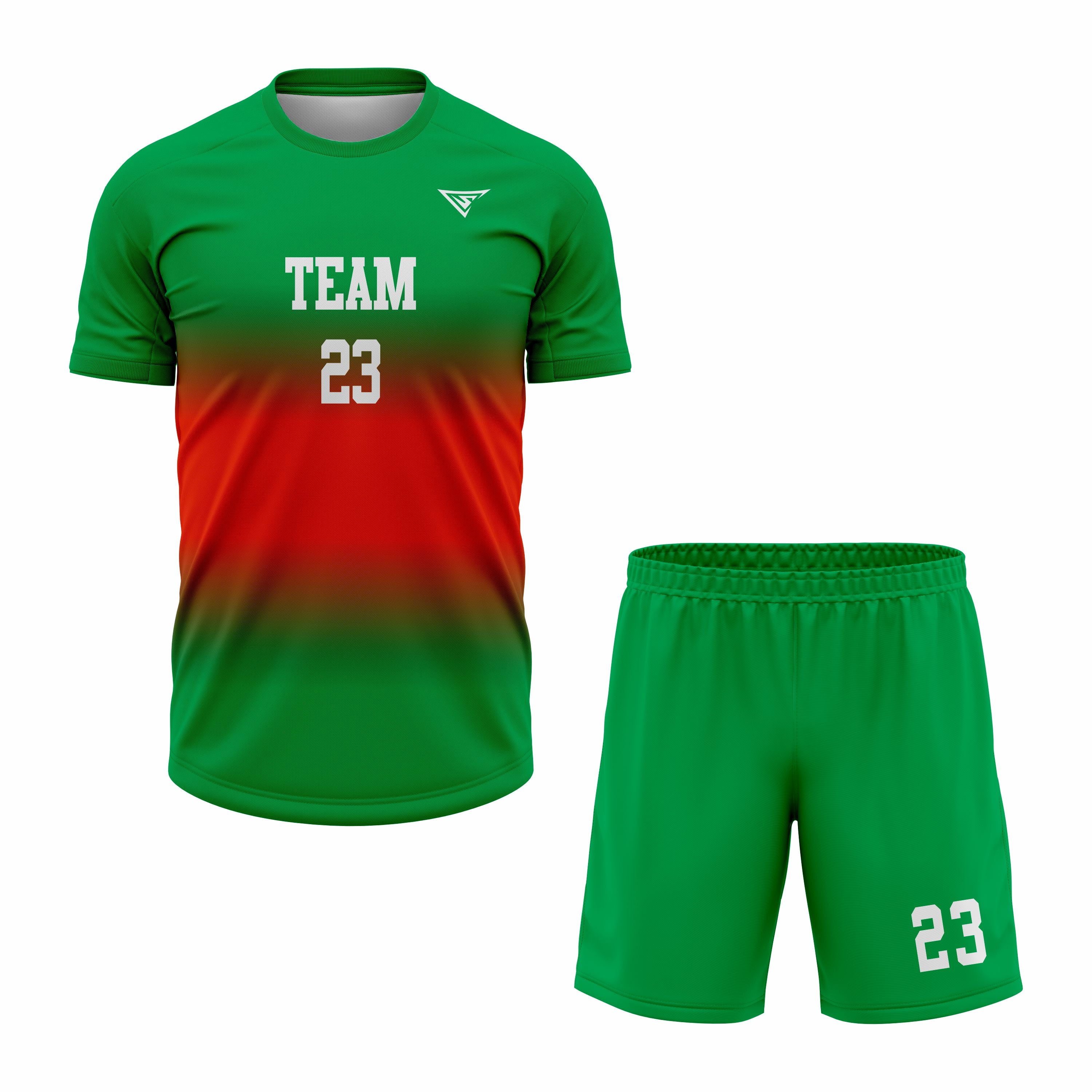 CUSTOM GREEN RED SOCCER UNIFORM