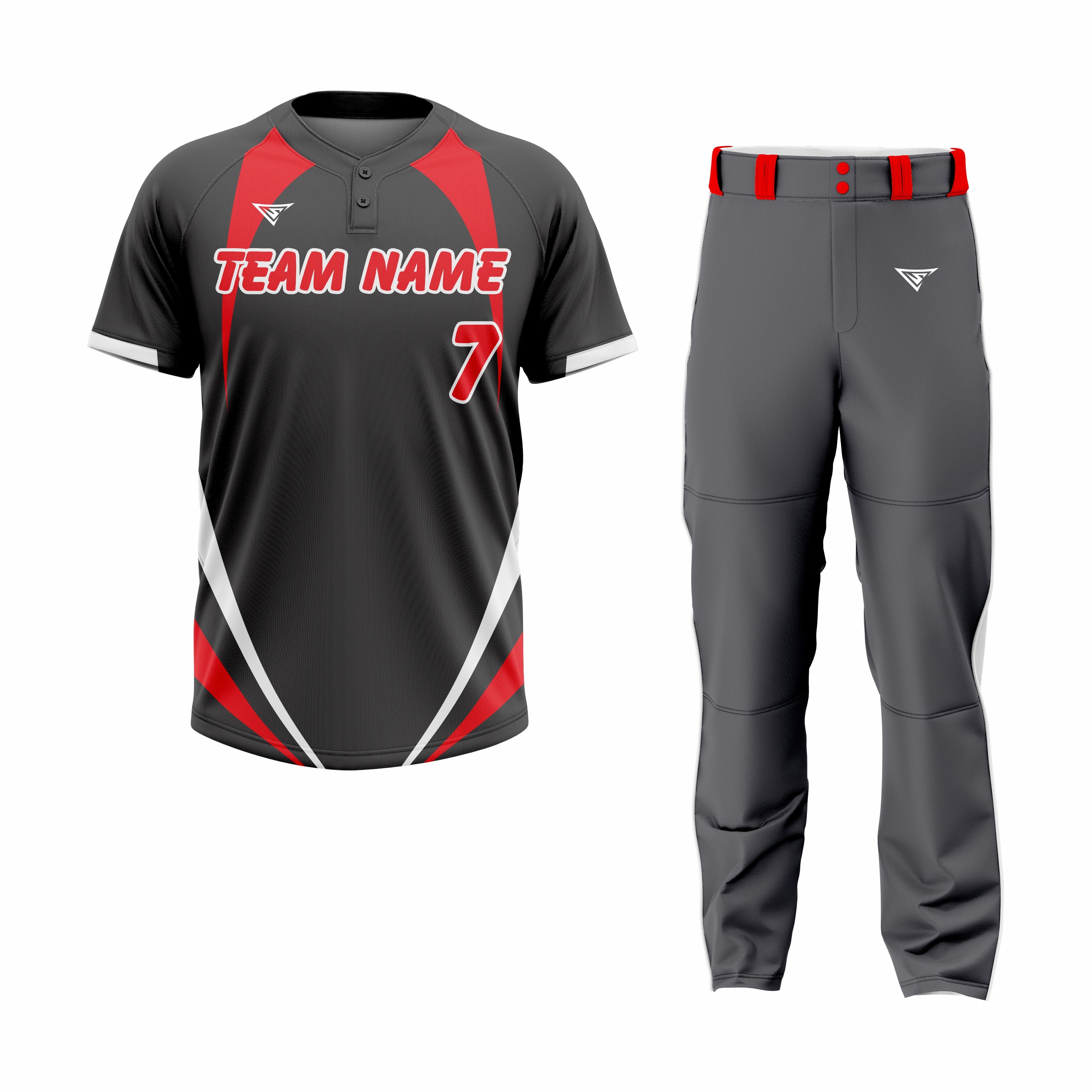 Custom Black, Red & White Authentic Softball Uniform
