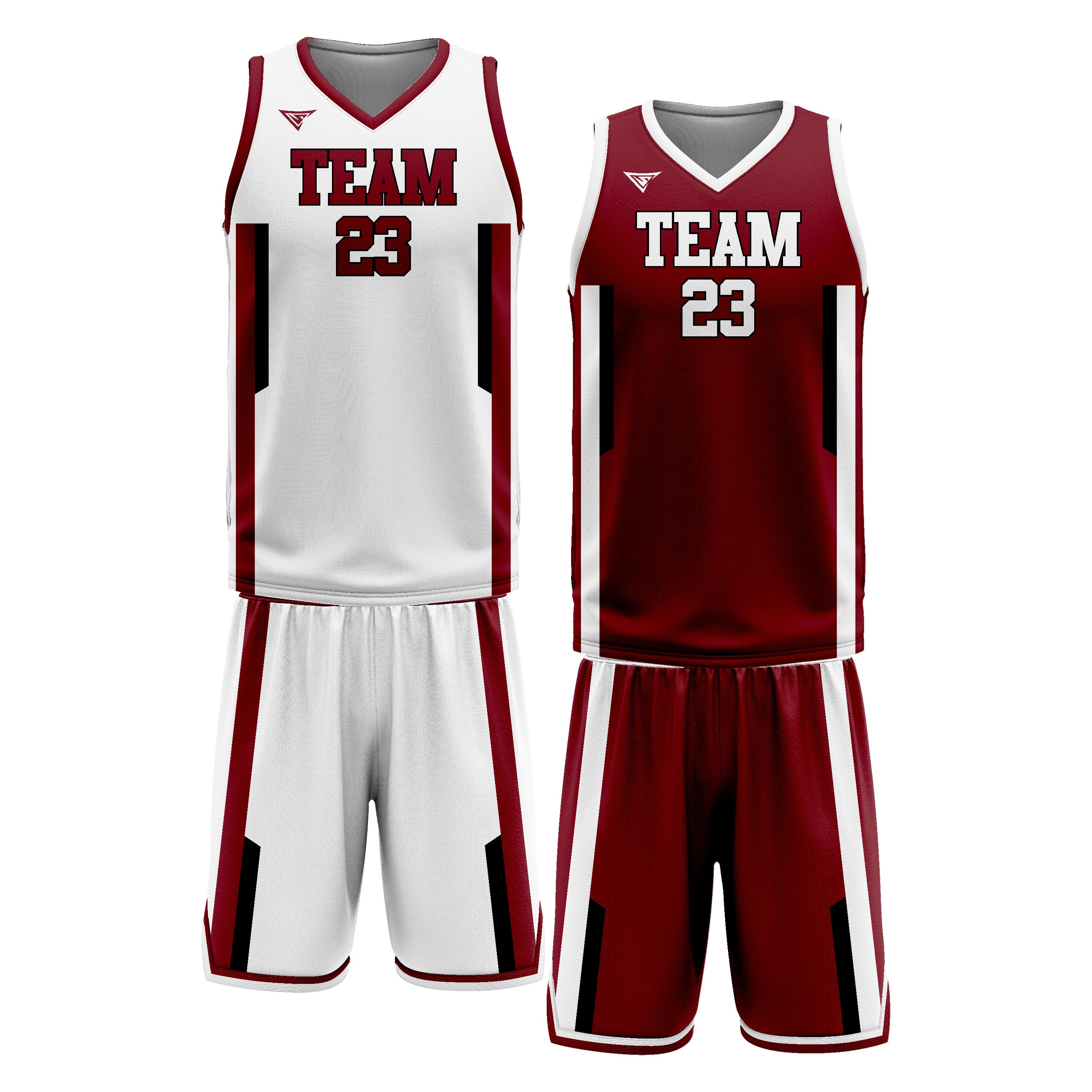 Custom Maroon White Double Side Basketball Uniform Set | Sports Custom Uniform
