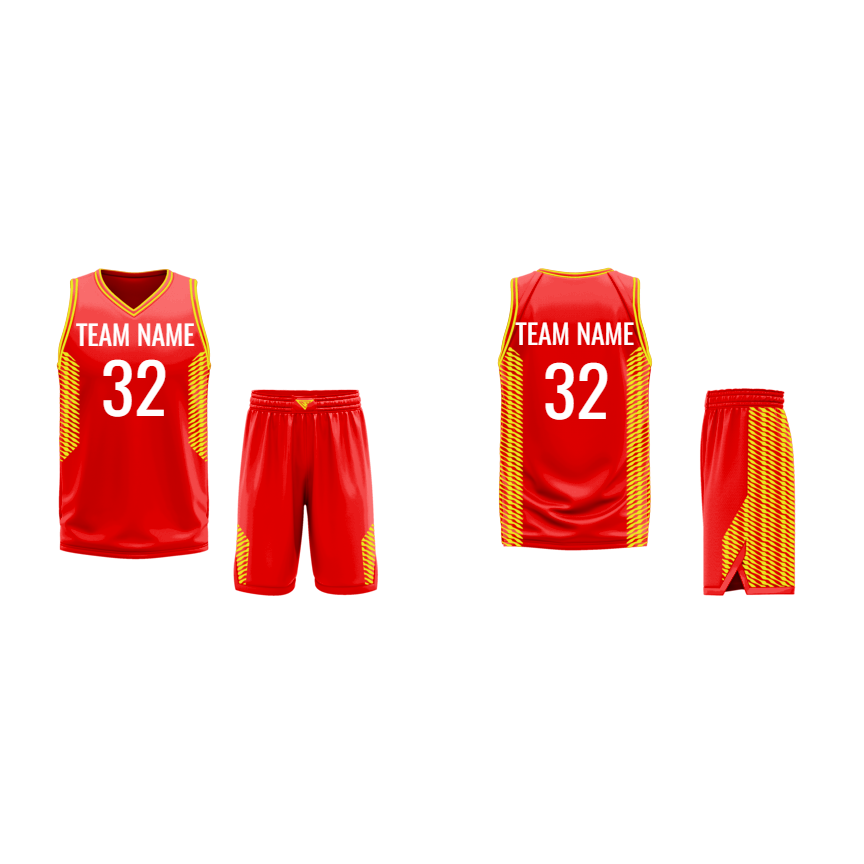 CUSTOM RED YELLOW BASKETBALL UNIFORM