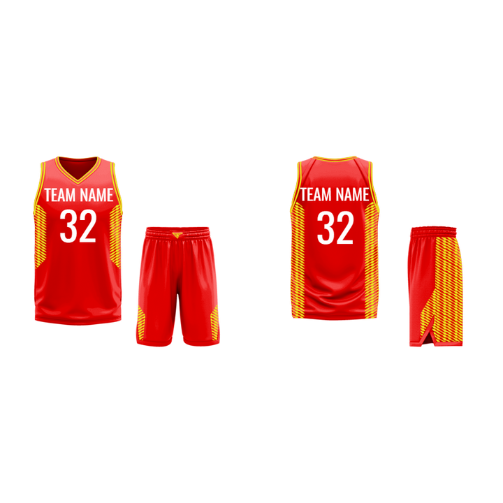 CUSTOM RED YELLOW BASKETBALL UNIFORM