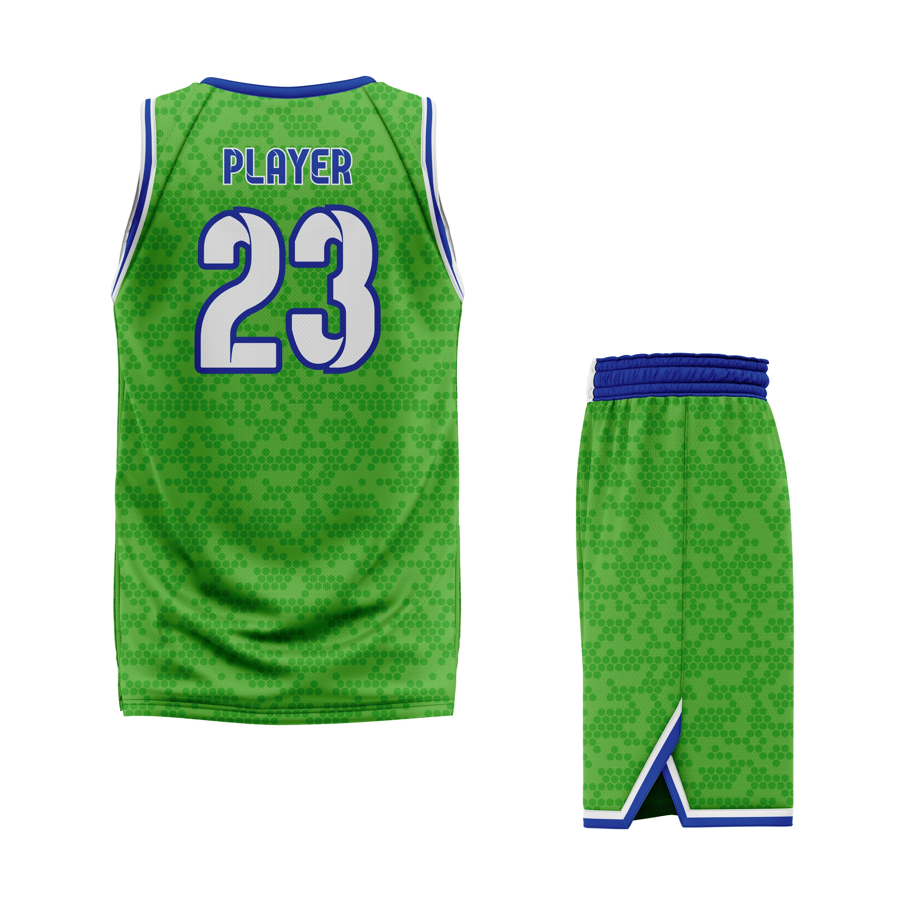 CUSTOM BLUE GREEN BASKETBALL UNIFORM