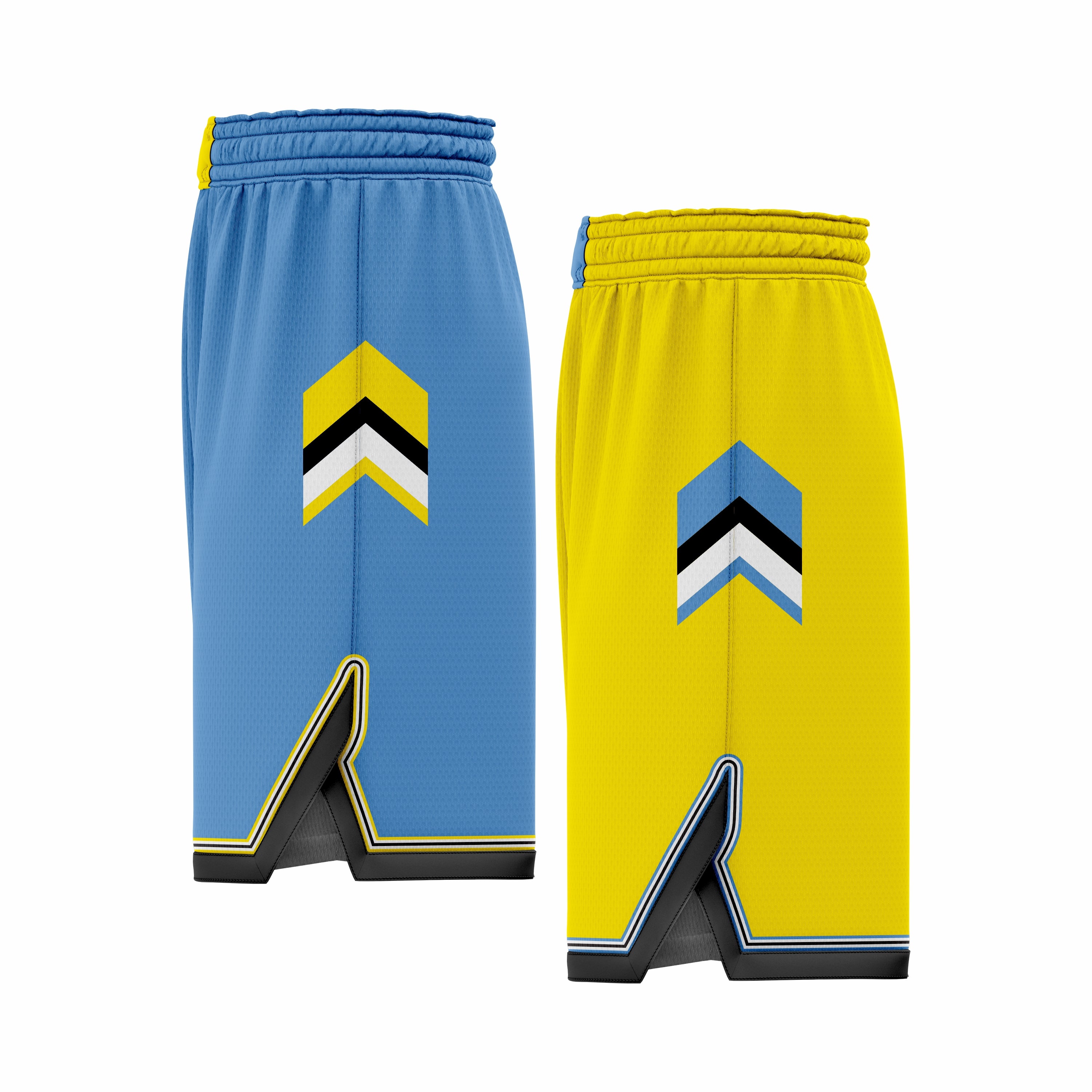 Custom Blue & Yellow Reversible Double Side Sublimation Basketball Short