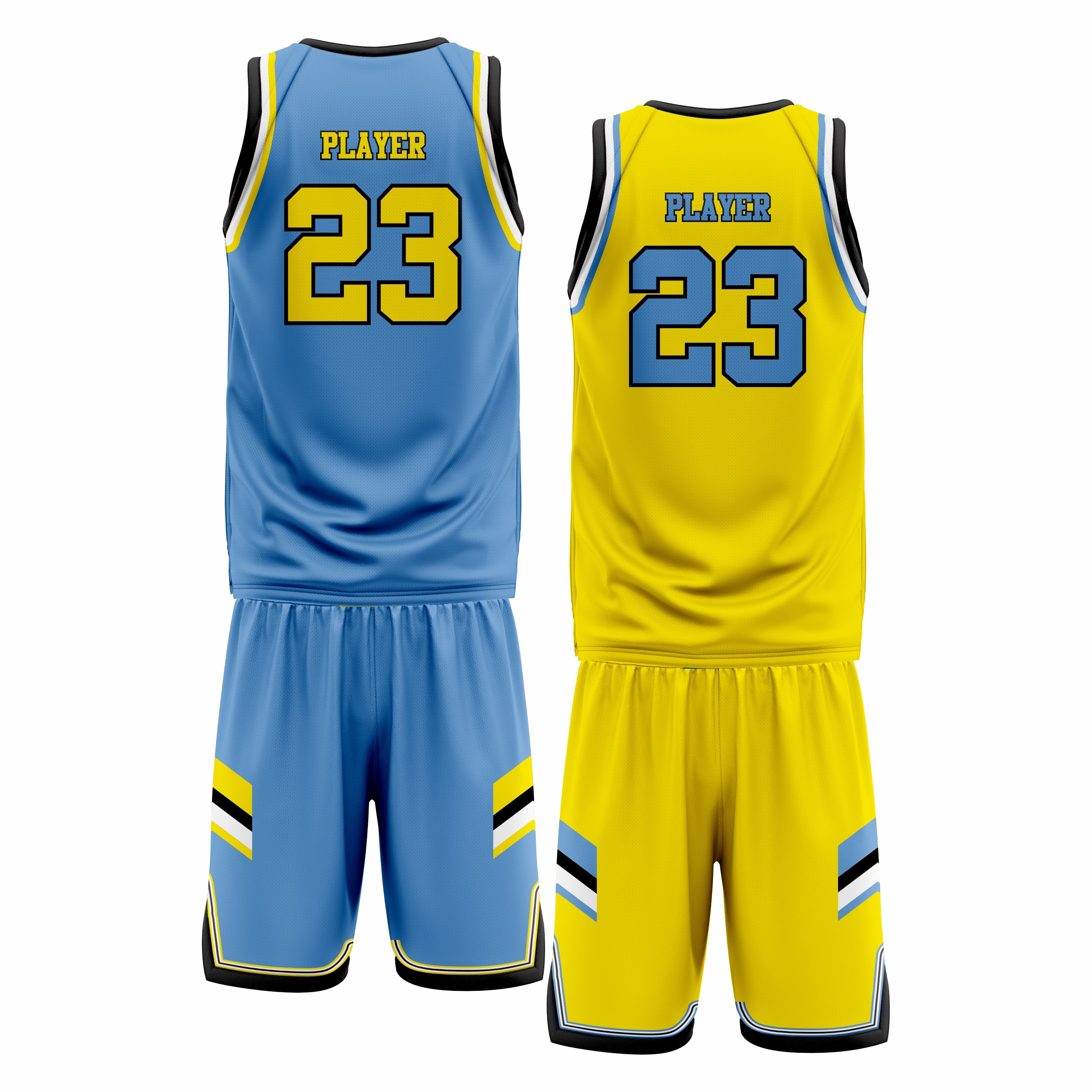 Custom Blue Yellow Double Side Basketball Uniform Set | Sports Custom Uniform