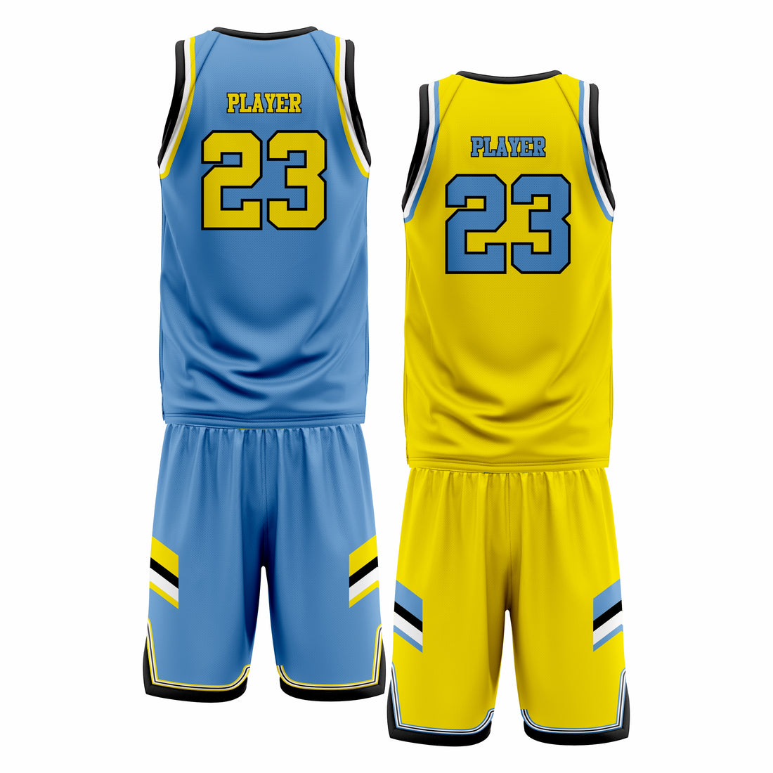 Custom Blue Yellow Double Side Basketball Uniform Set | Sports Custom Uniform