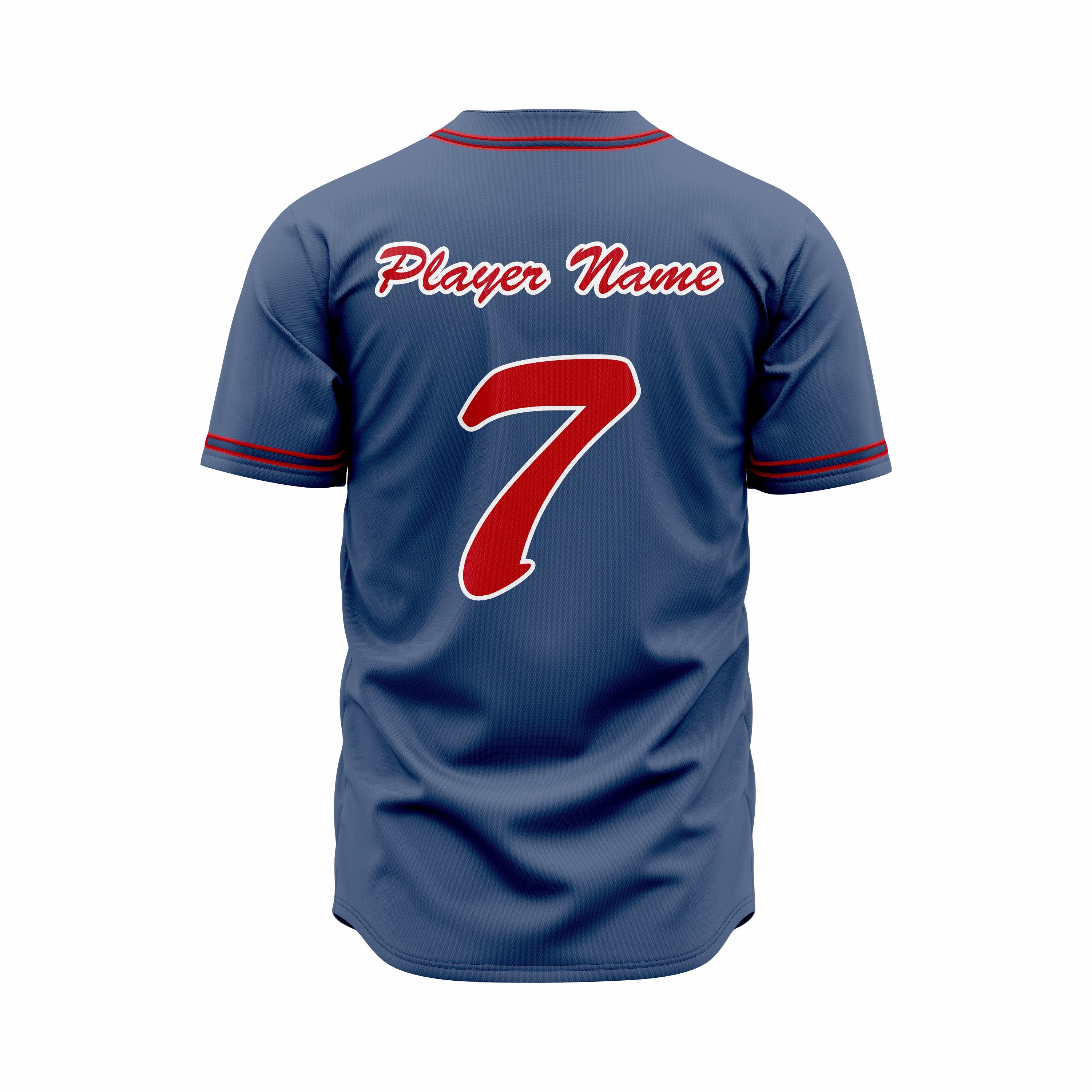 Custom Blue, Red & White Authentic Baseball full Buttons Jersey