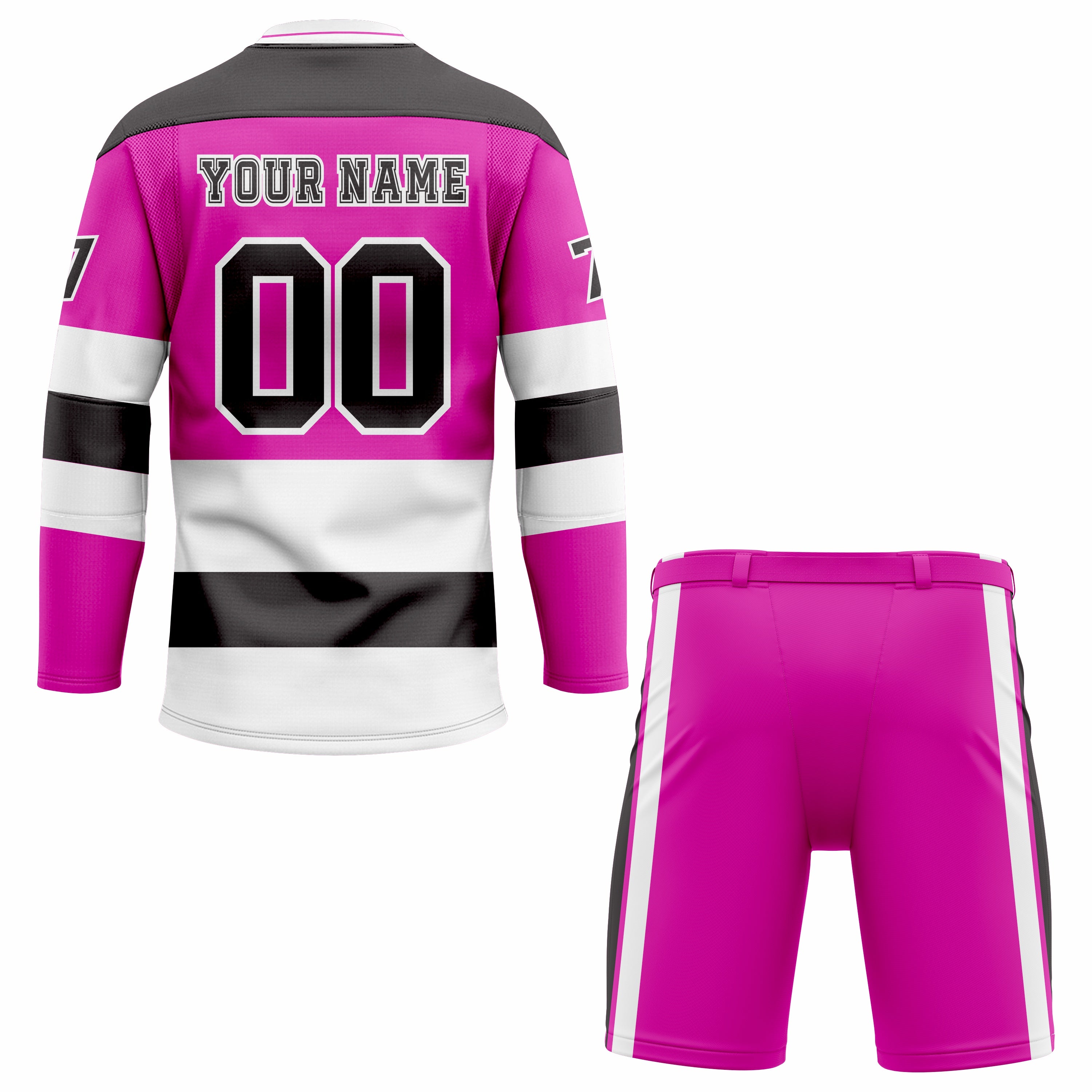 CUSTOM BLACK PURPLE WHITE HOCKEY UNIFORM