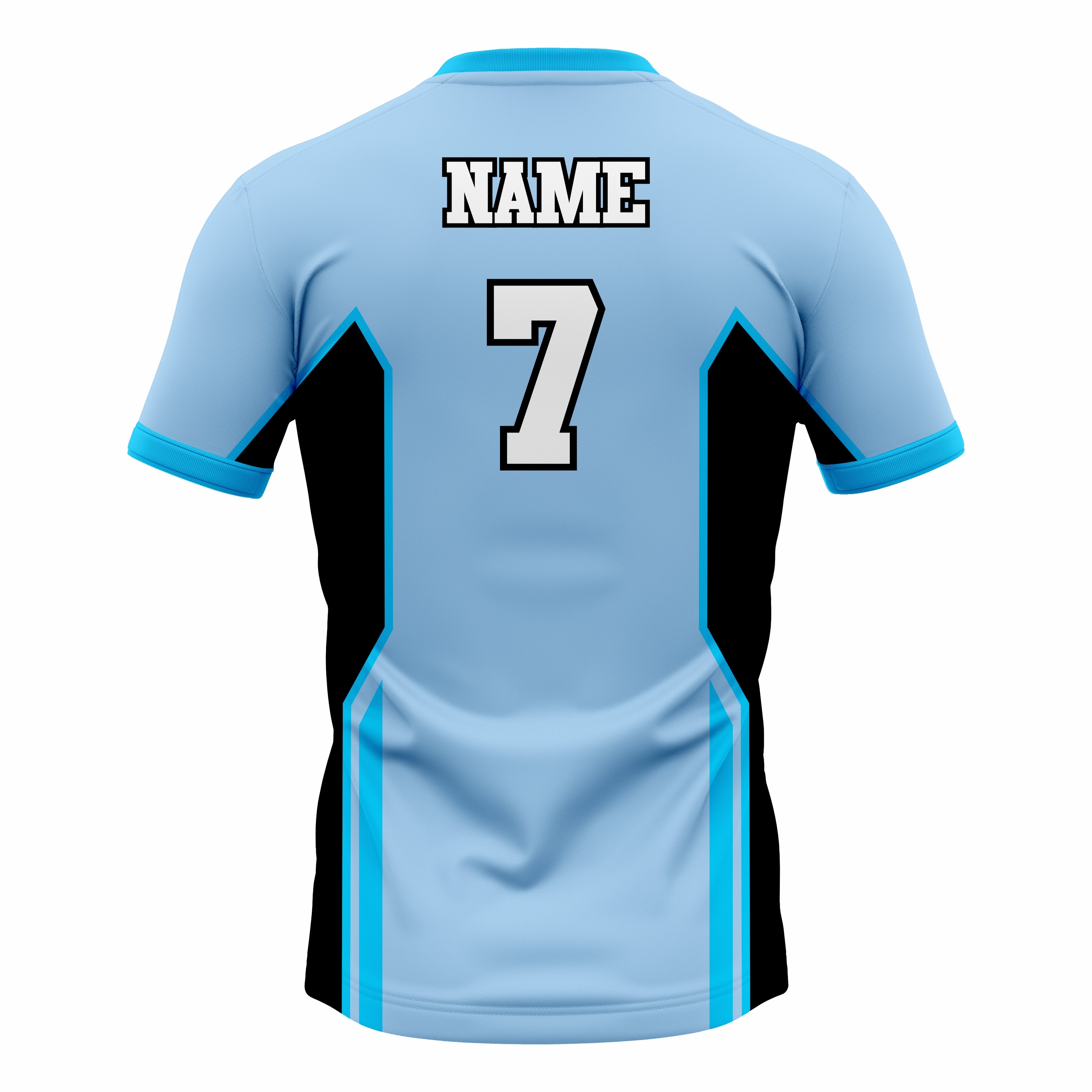 Custom Cyan, Blue & Black Crew Neck Softball Jerseys