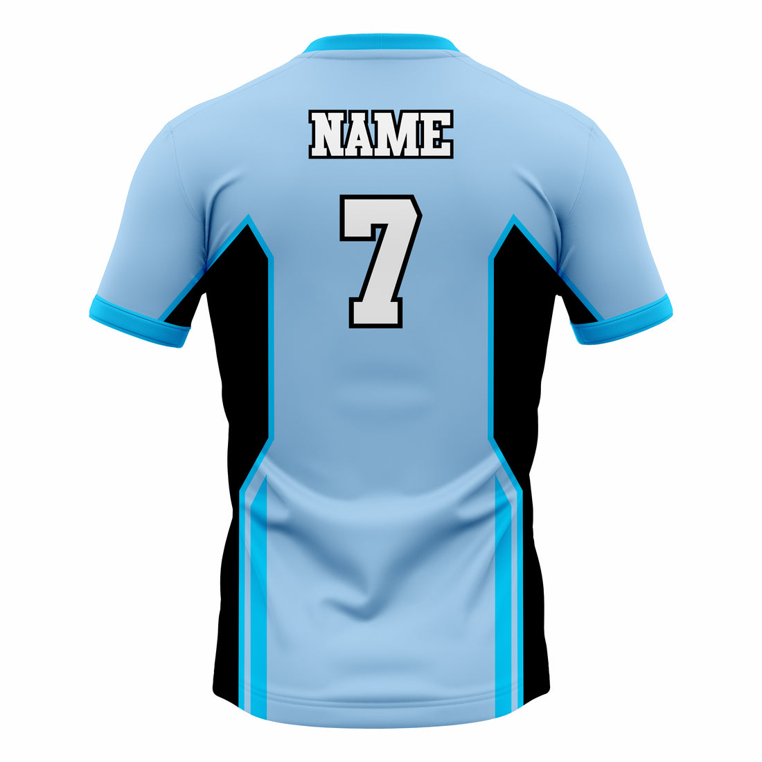 Custom Cyan, Blue & Black Crew Neck Softball Jerseys