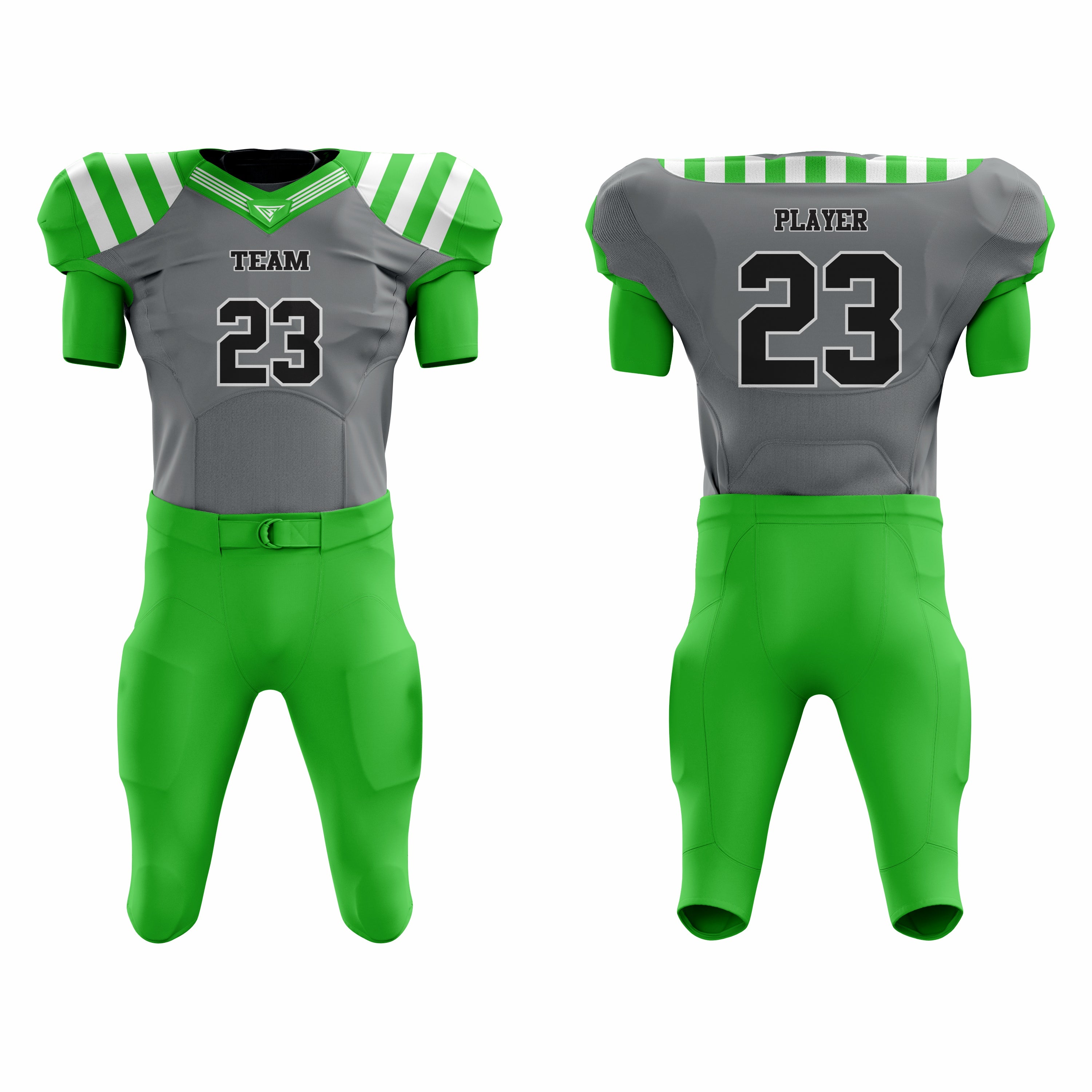 CUSTOM GREEN GREY AMERICAN FOOTBALL UNIFORM