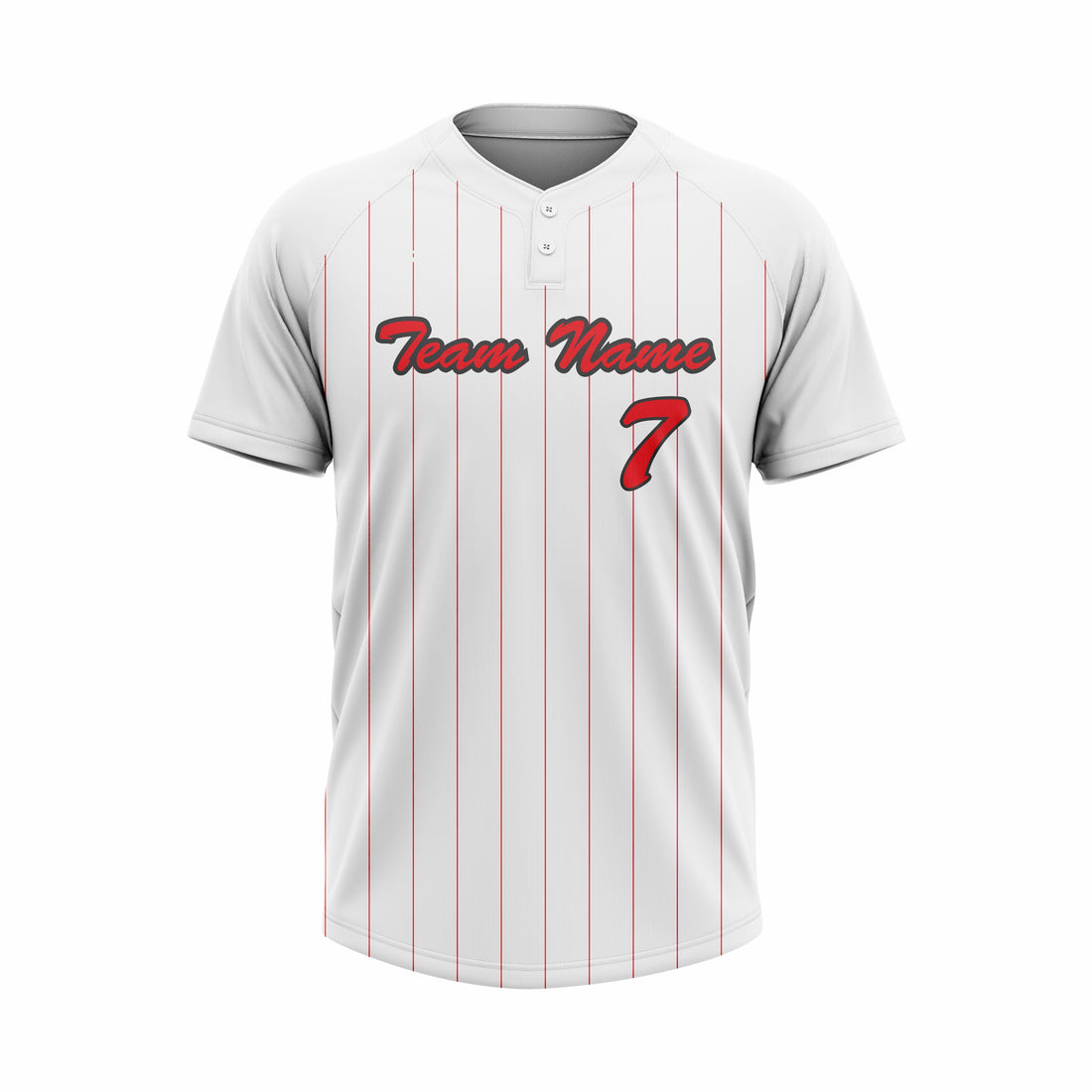 Custom White & Red Authentic Baseball two Buttons Jersey