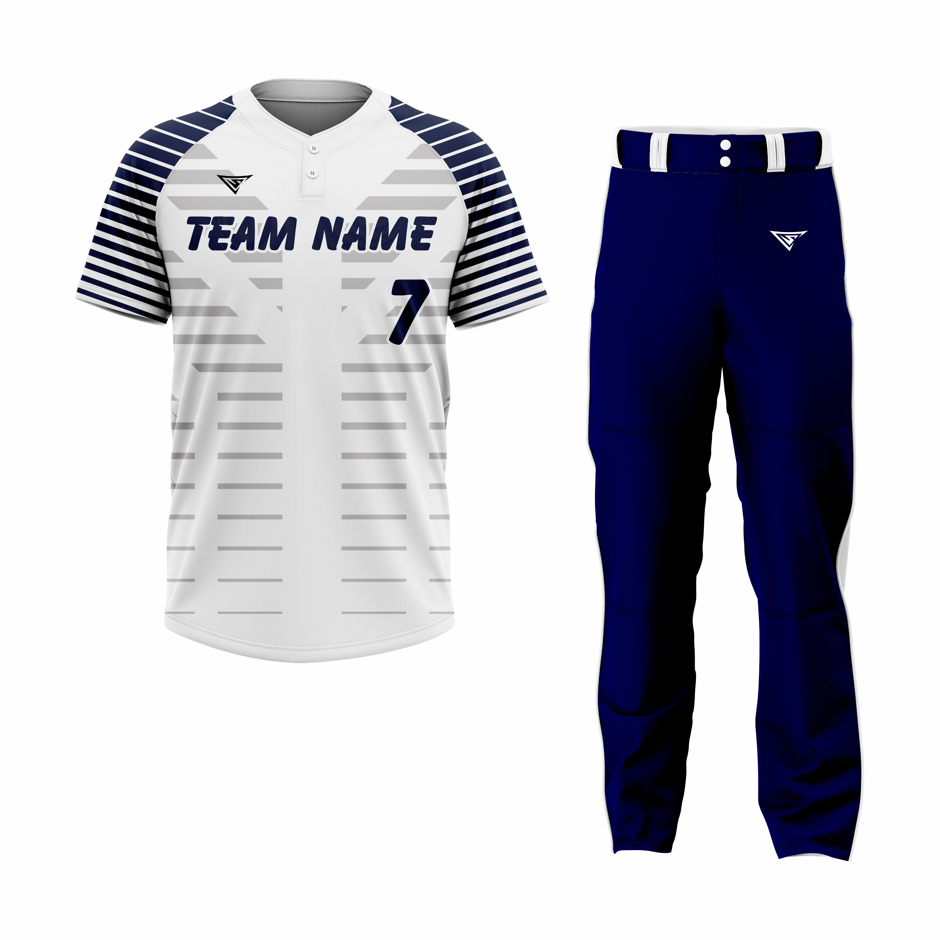 Custom White, Dark Blue & Grey Authentic Softball Uniform